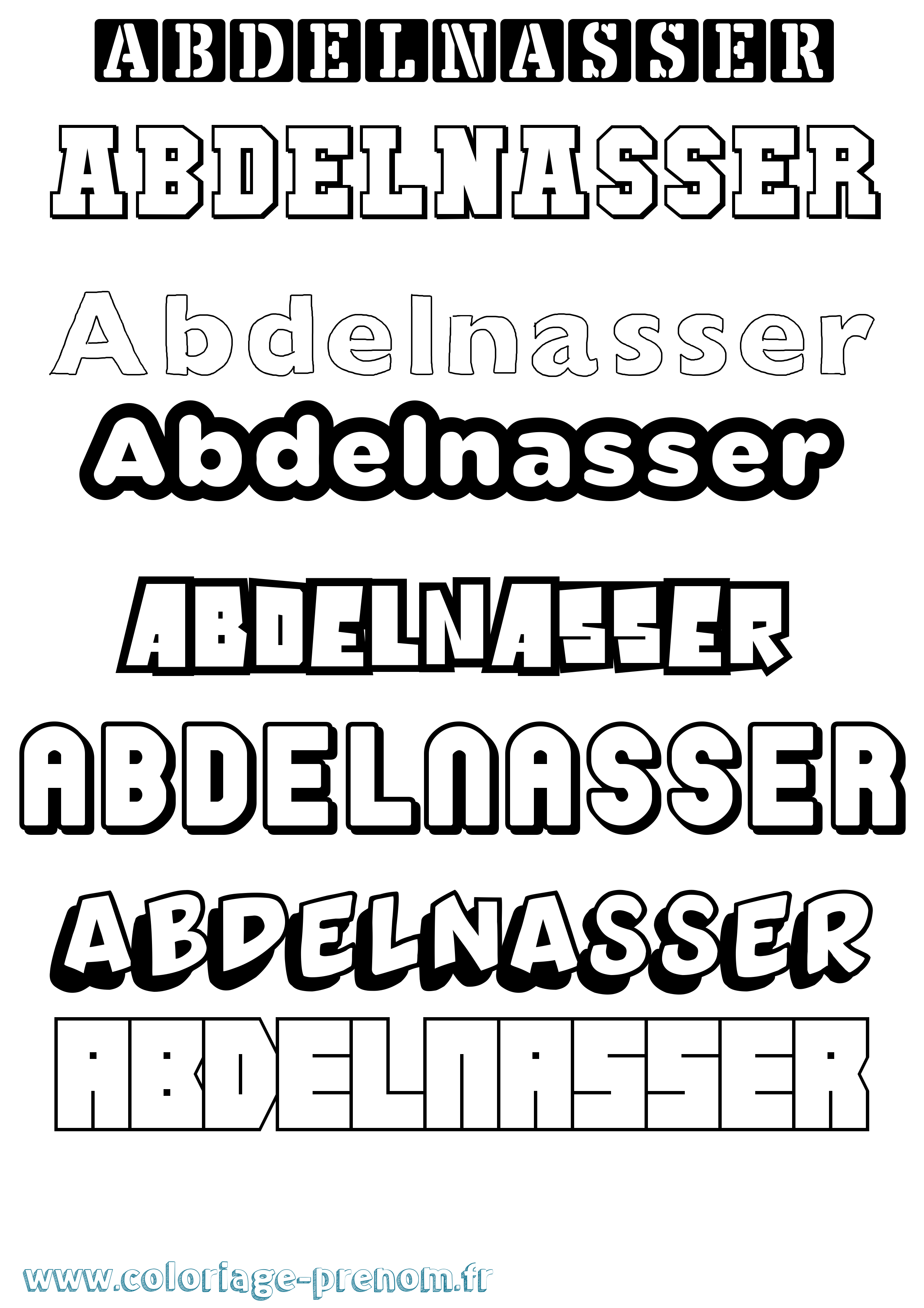 Coloriage prénom Abdelnasser Simple
