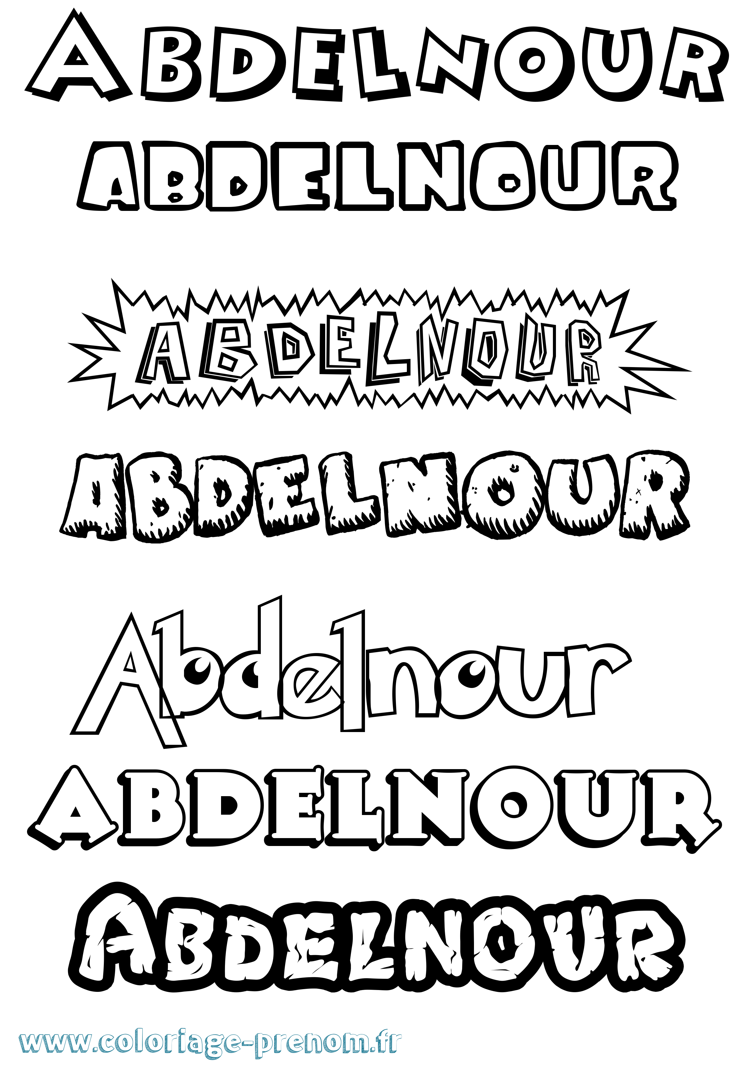 Coloriage prénom Abdelnour Dessin Animé
