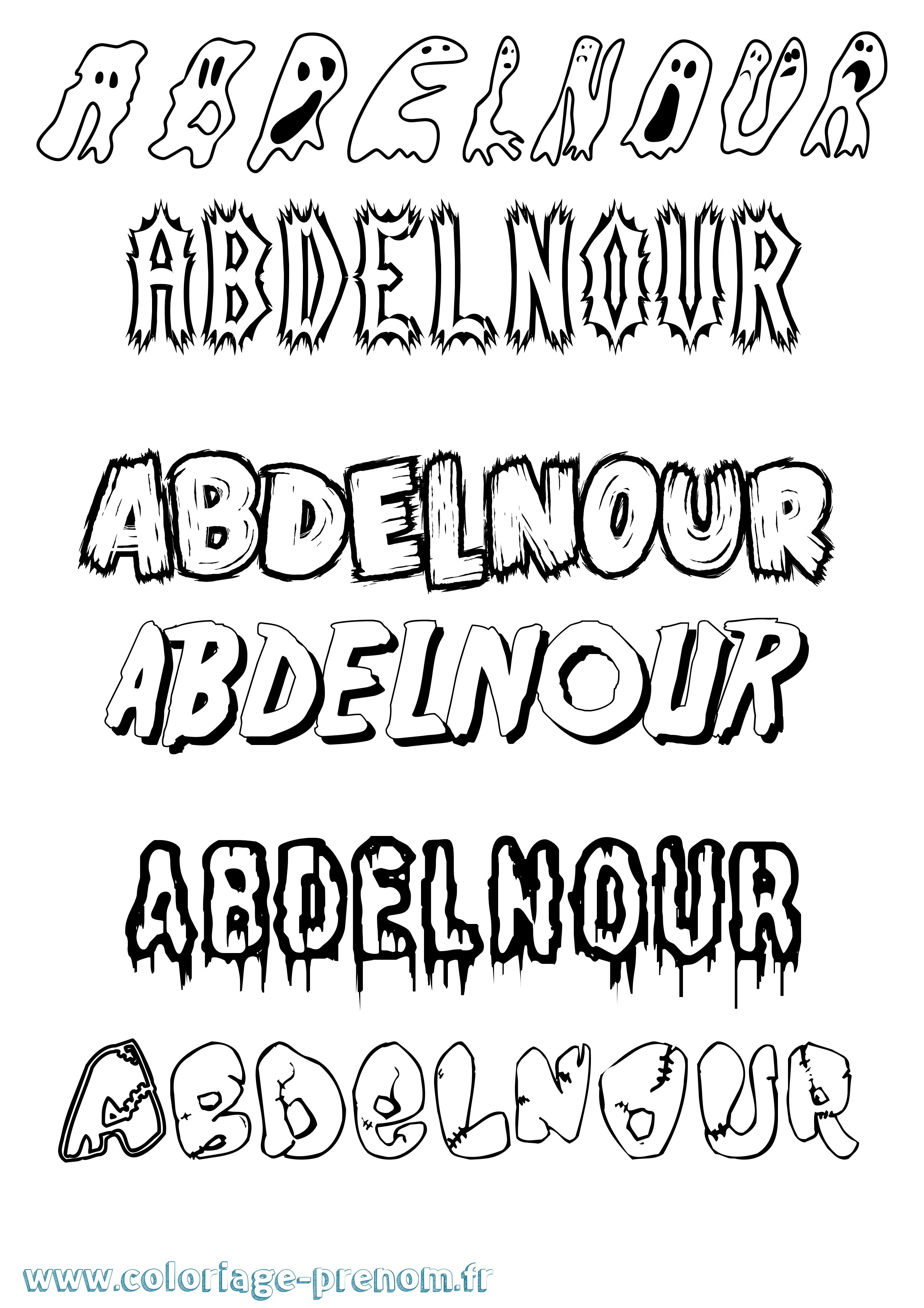 Coloriage prénom Abdelnour Frisson