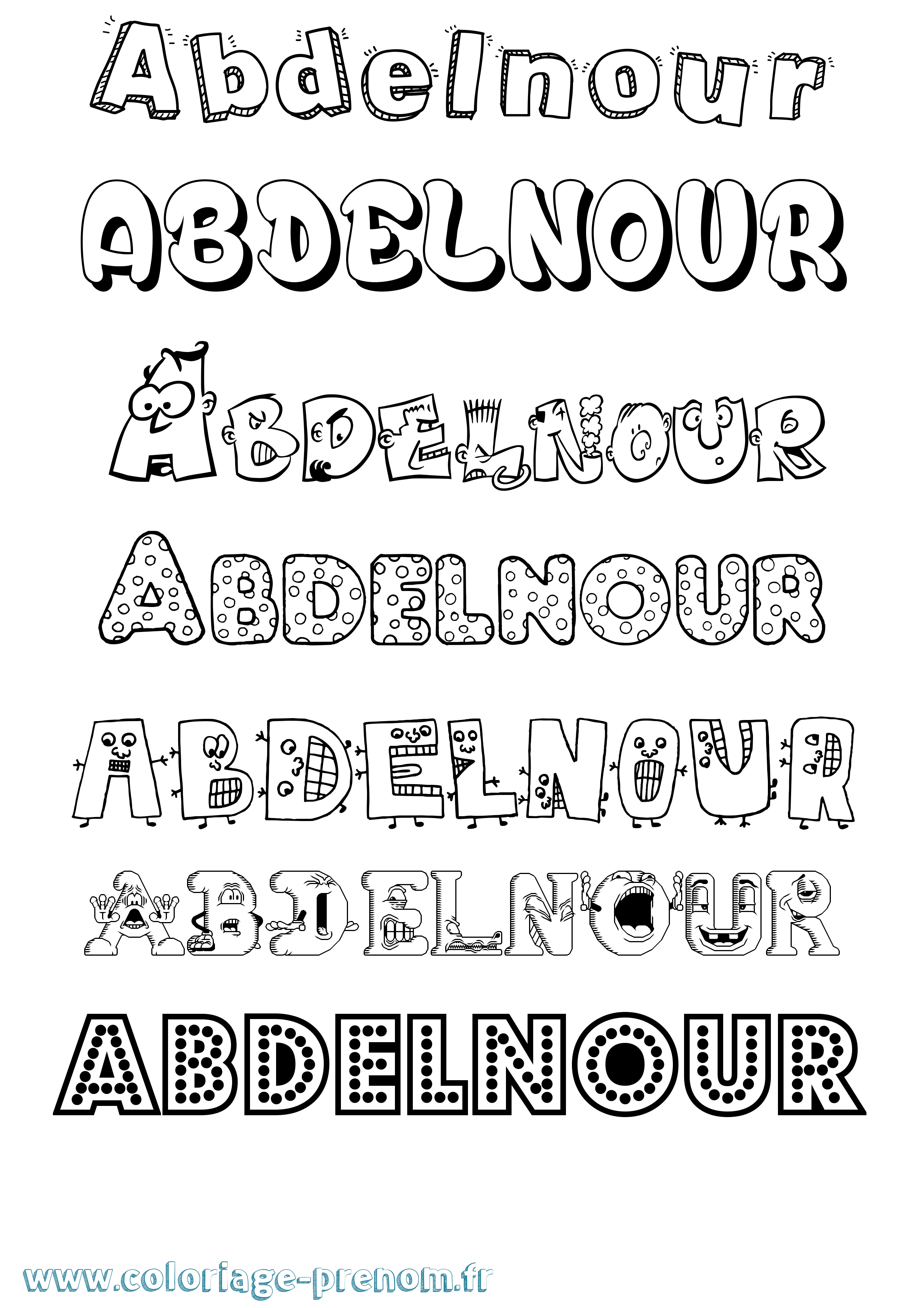 Coloriage prénom Abdelnour Fun