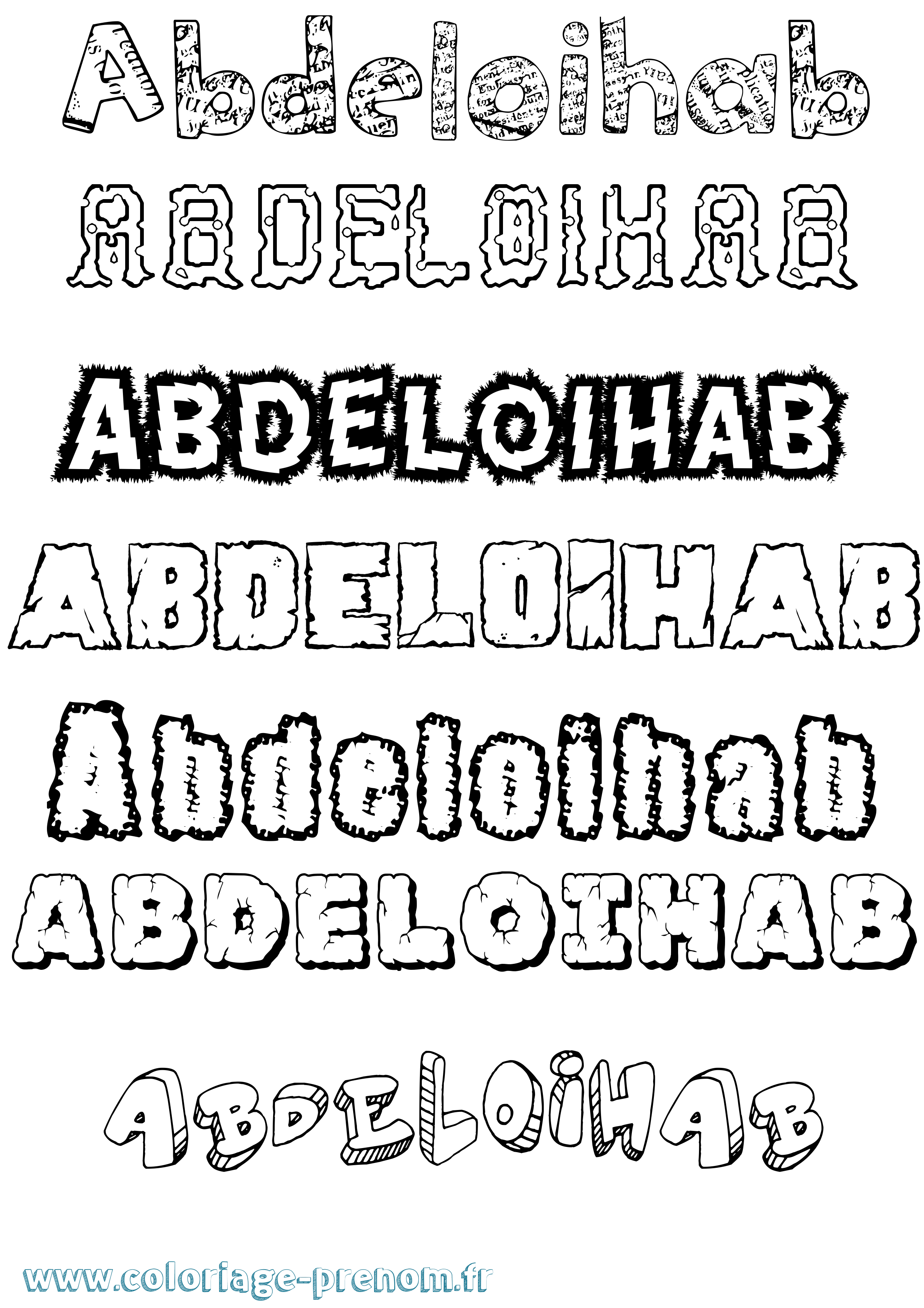 Coloriage prénom Abdeloihab Destructuré