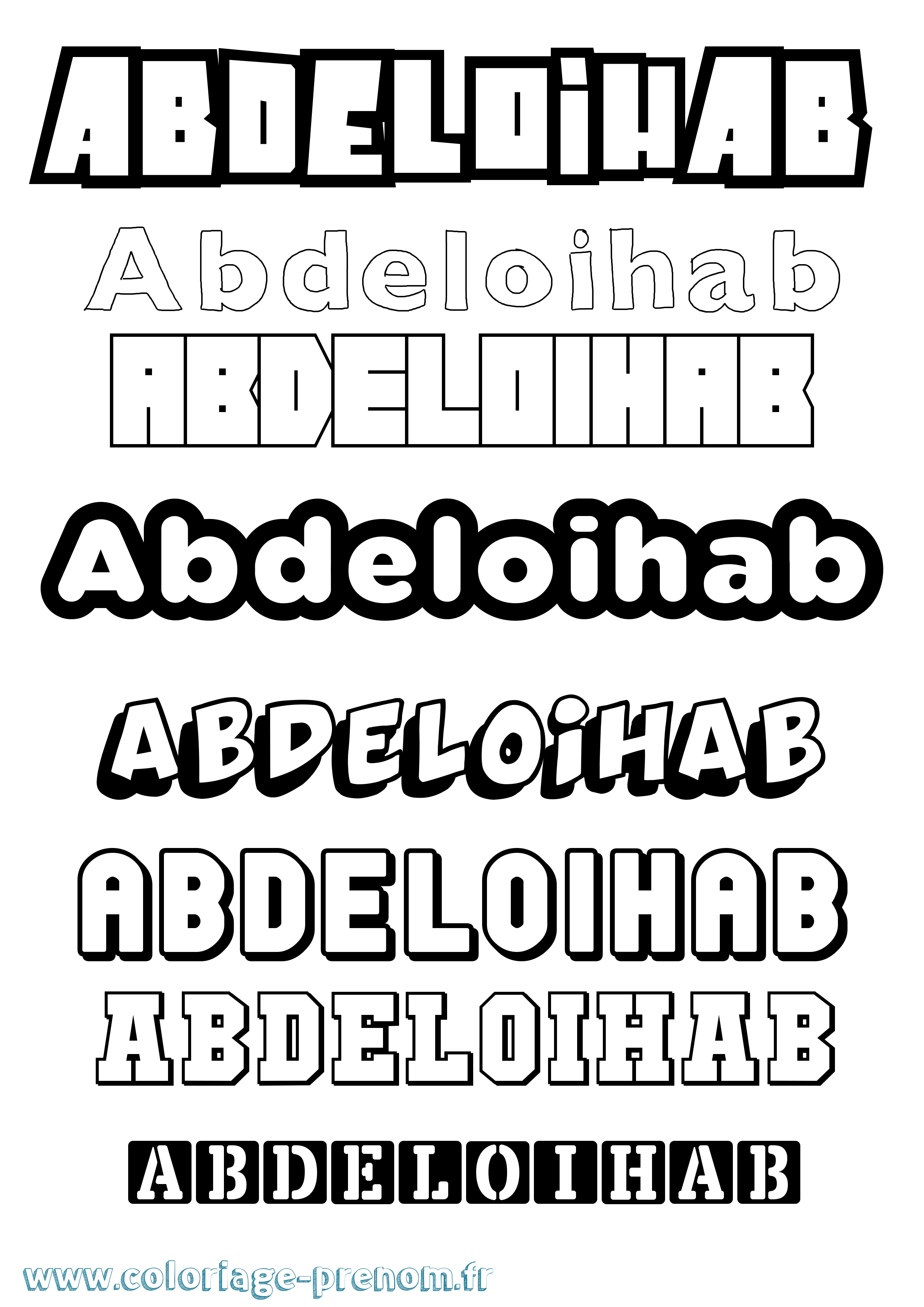 Coloriage prénom Abdeloihab Simple