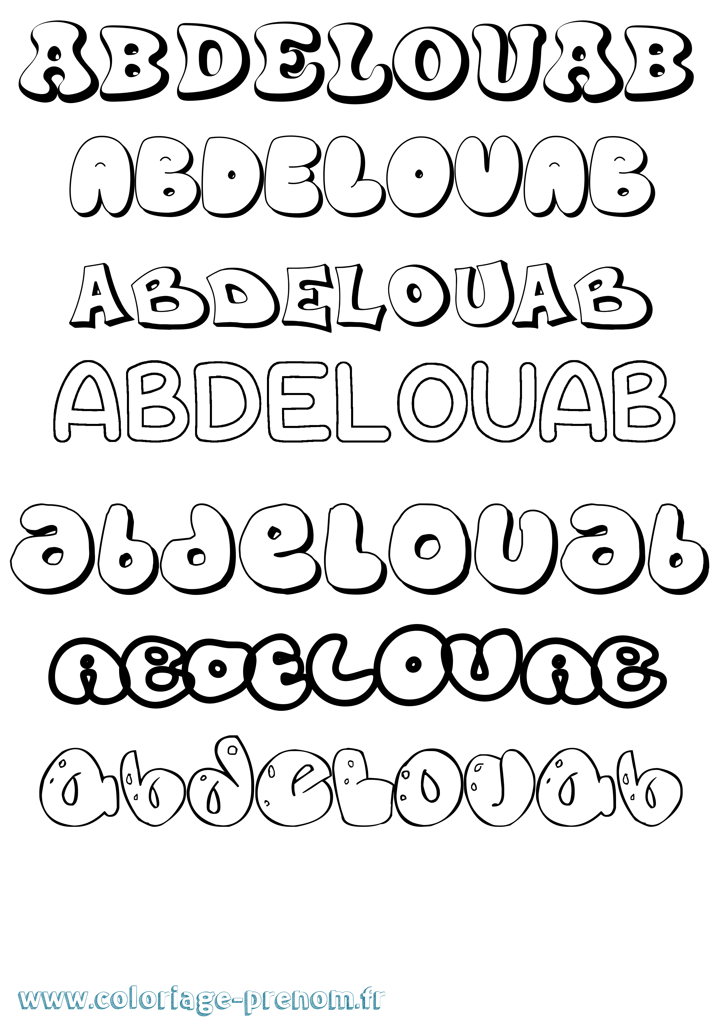 Coloriage Abdelouab Bubble Coloriage prénom Abdelouab Bubble