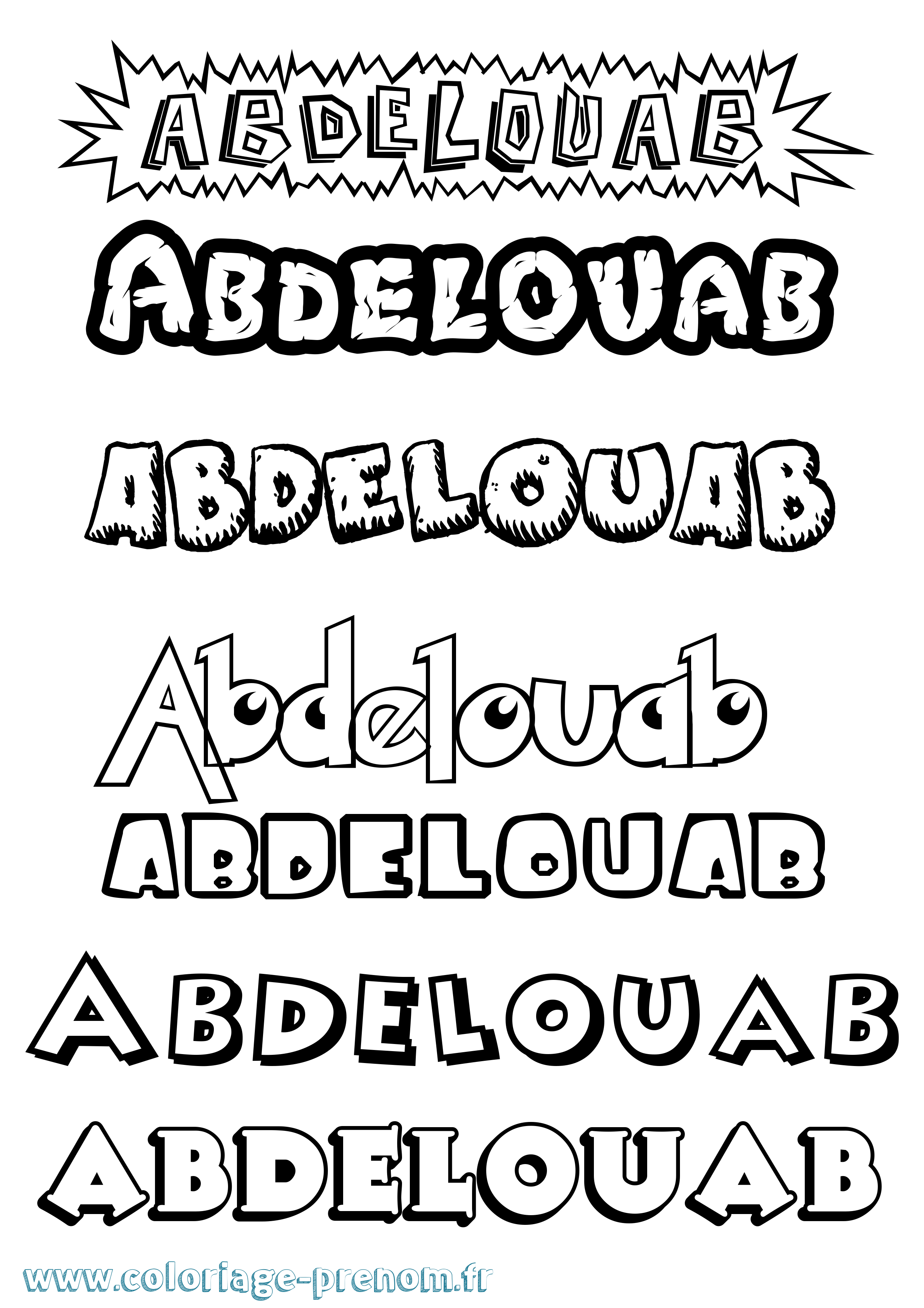 Coloriage Abdelouab Dessin Animé Coloriage prénom Abdelouab Dessin Animé