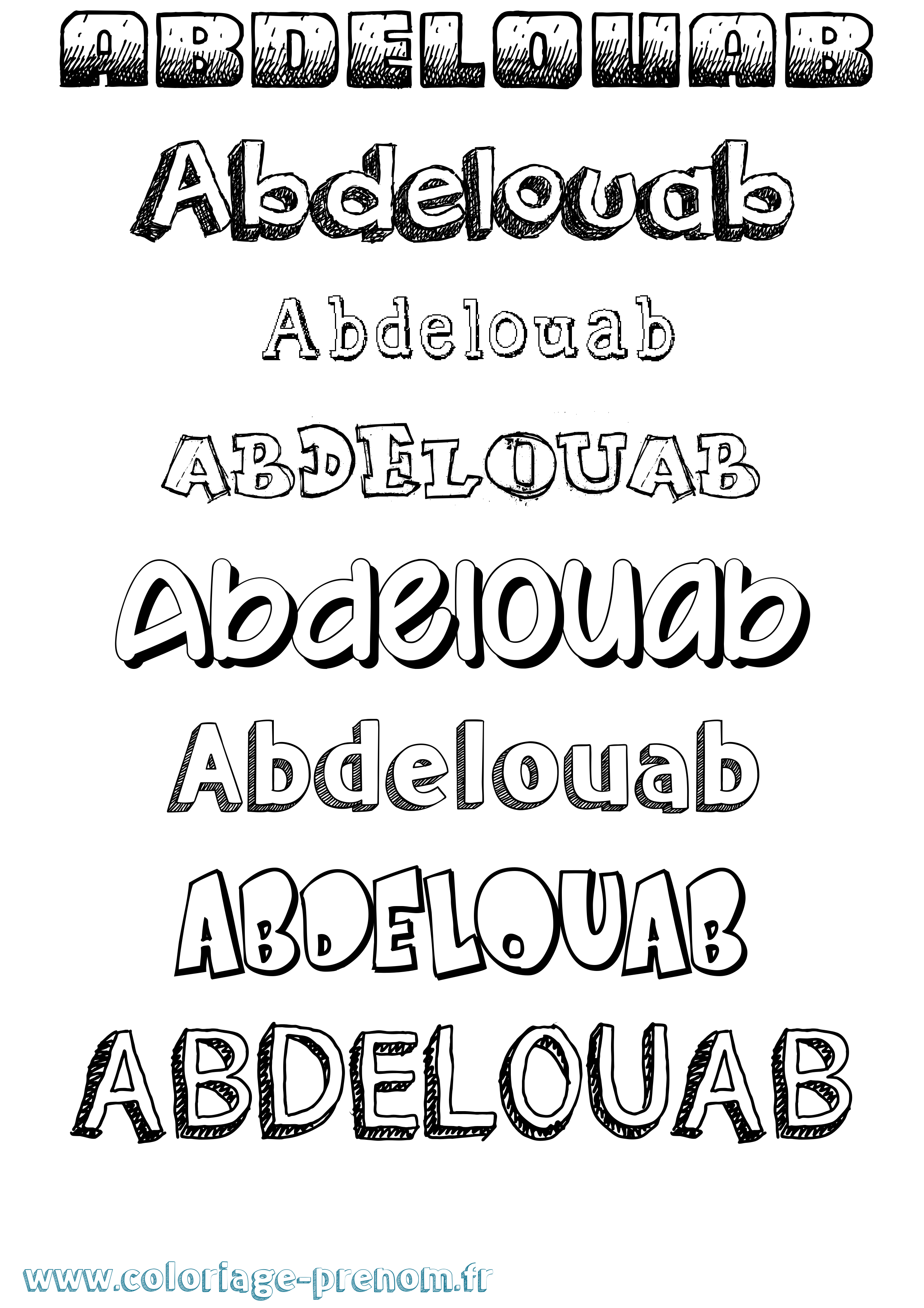 Coloriage prénom Abdelouab Dessiné