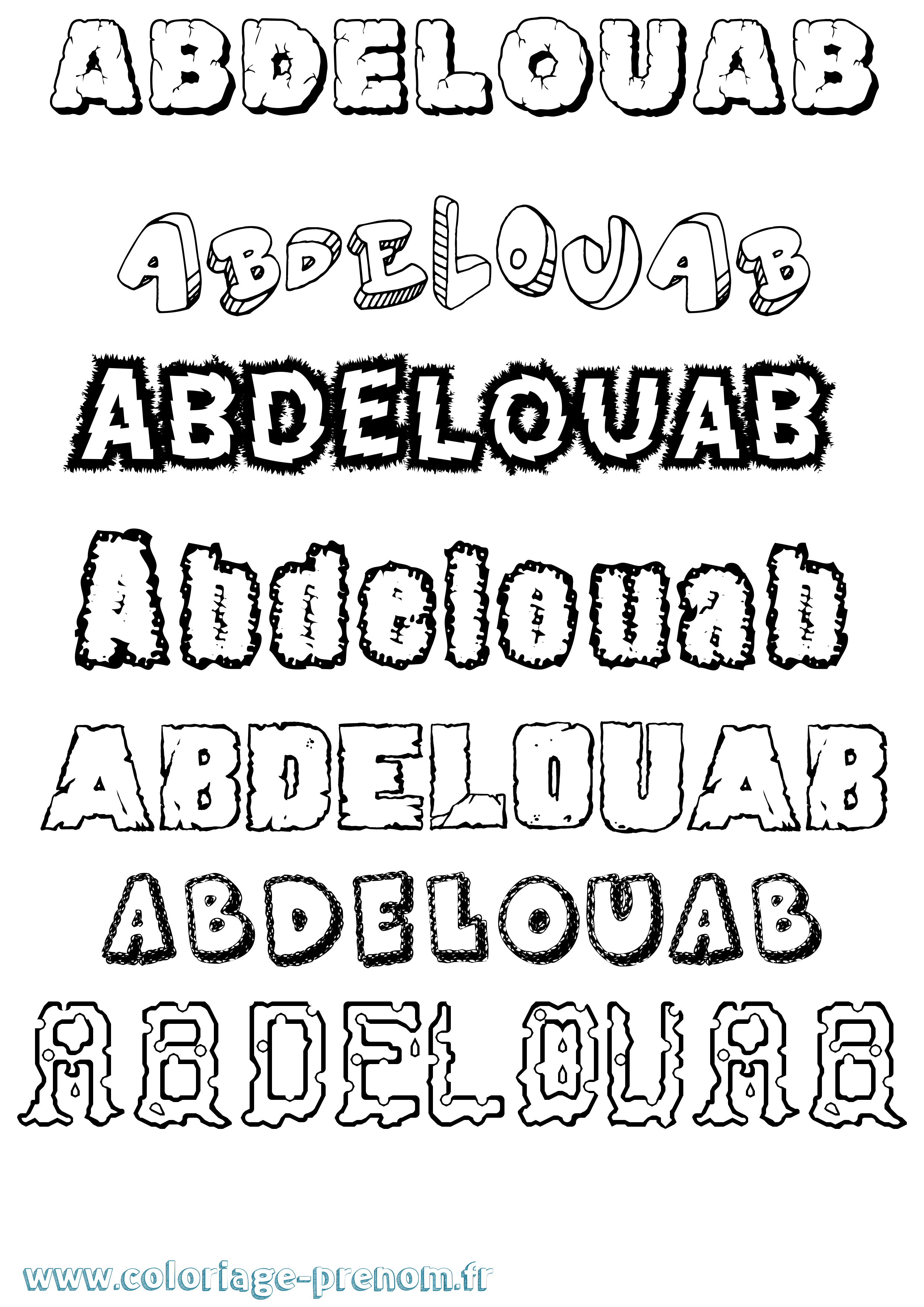 Coloriage Abdelouab Destructuré Coloriage prénom Abdelouab Destructuré