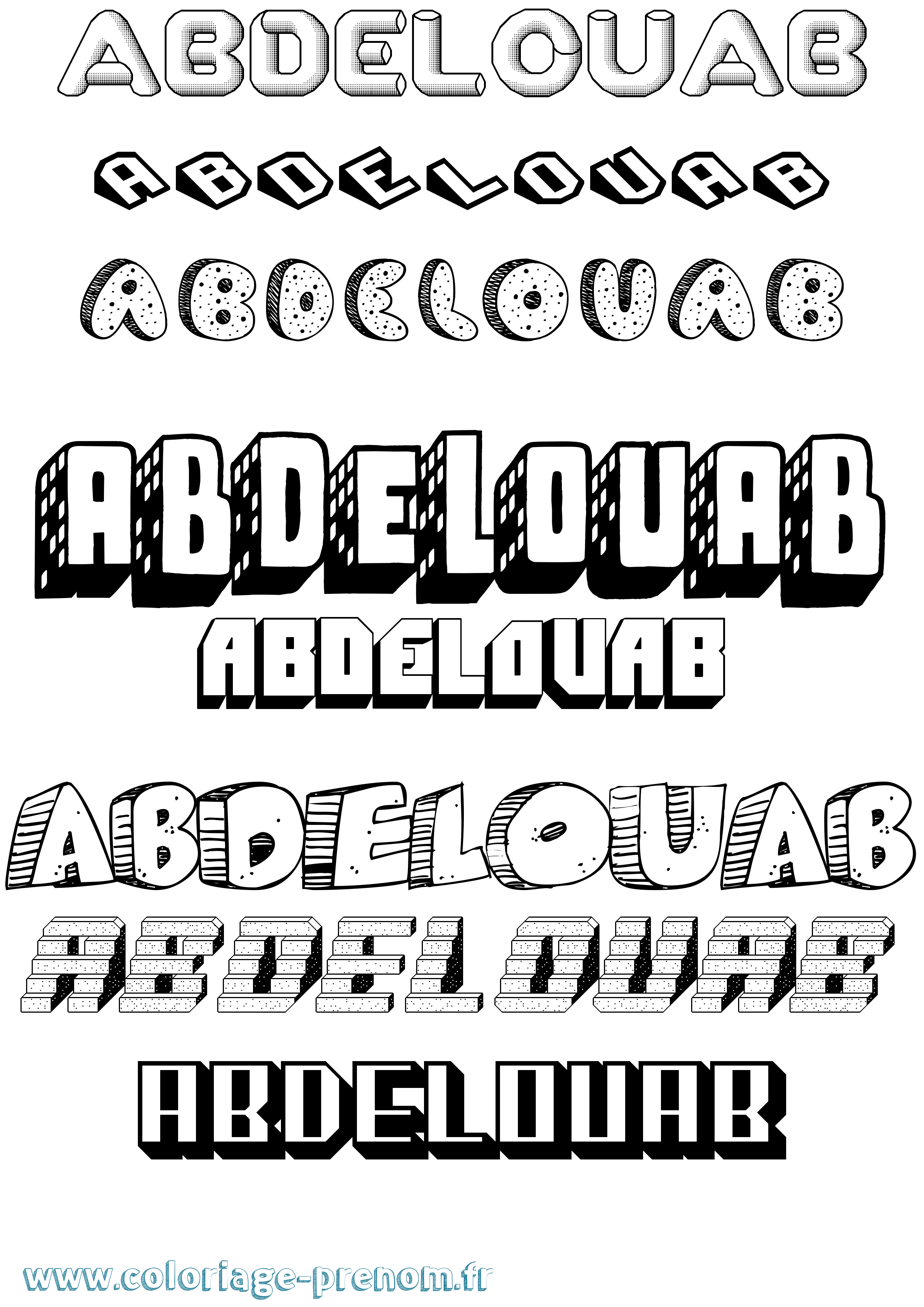 Coloriage Abdelouab Effet 3D Coloriage prénom Abdelouab Effet 3D