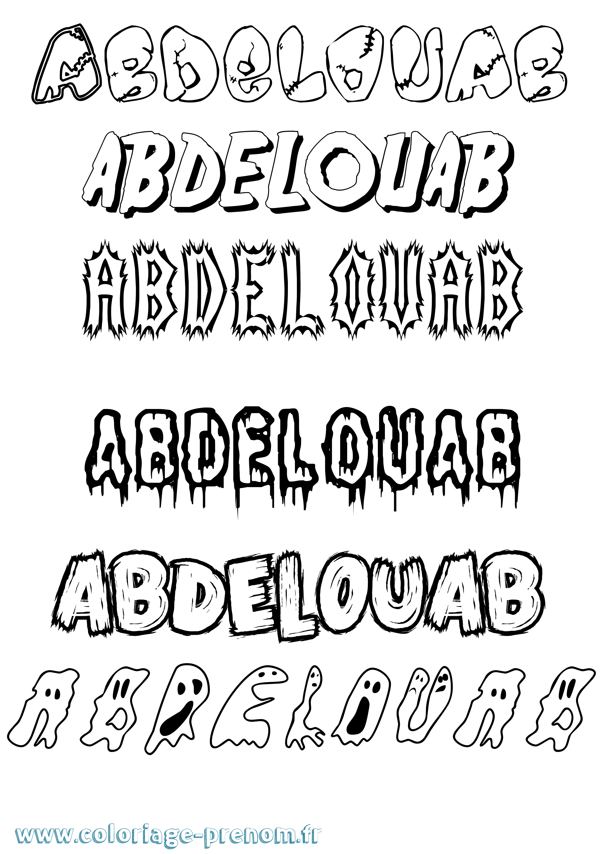 Coloriage Abdelouab Frisson Coloriage prénom Abdelouab Frisson