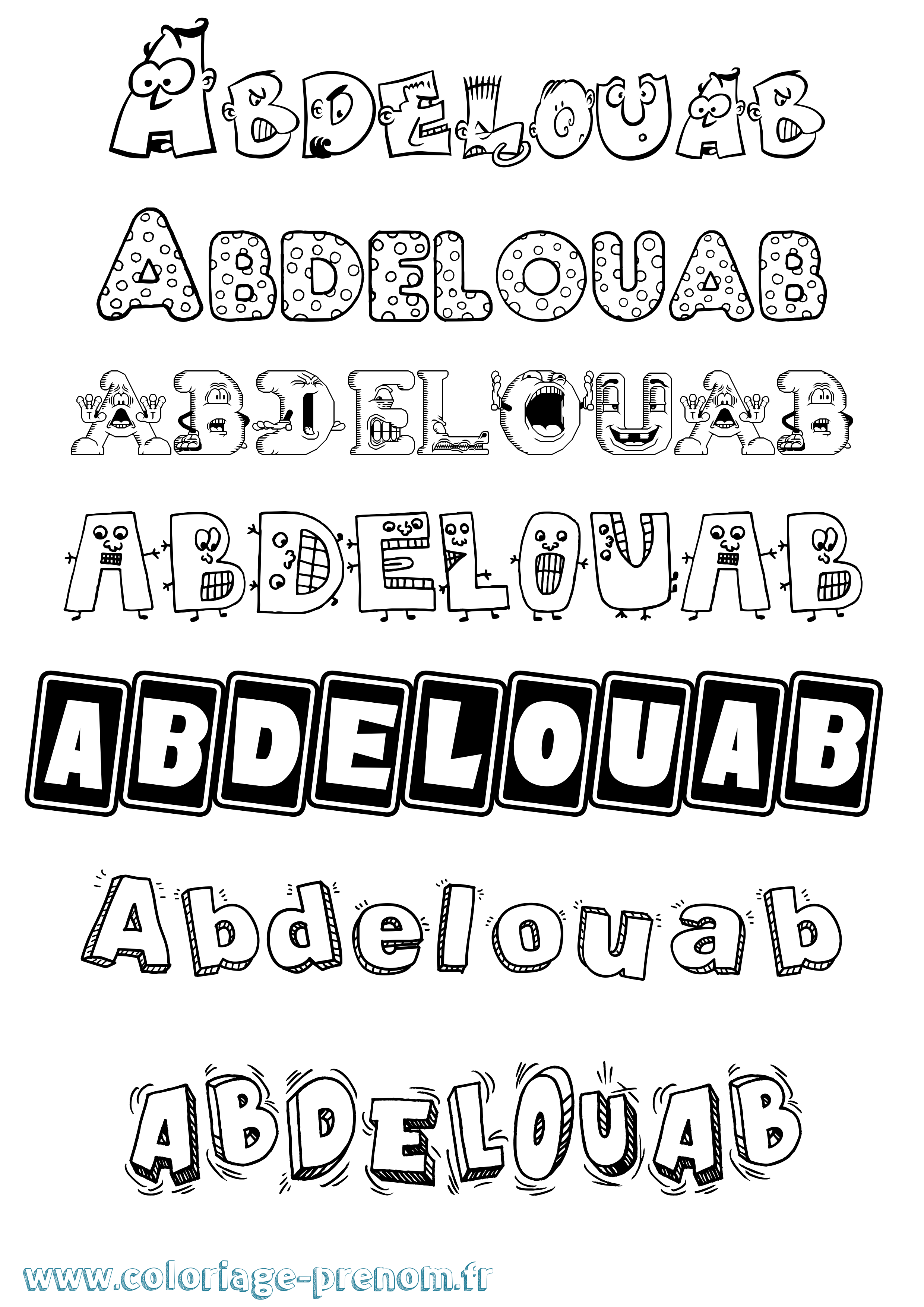 Coloriage prénom Abdelouab Fun
