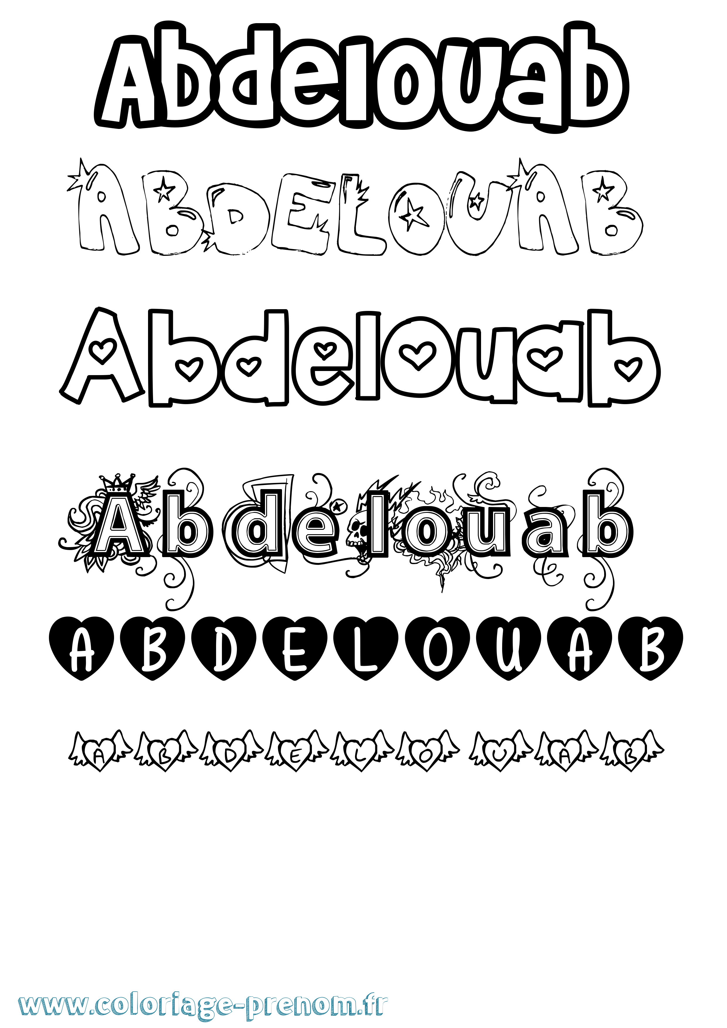 Coloriage Abdelouab Girly Coloriage prénom Abdelouab Girly