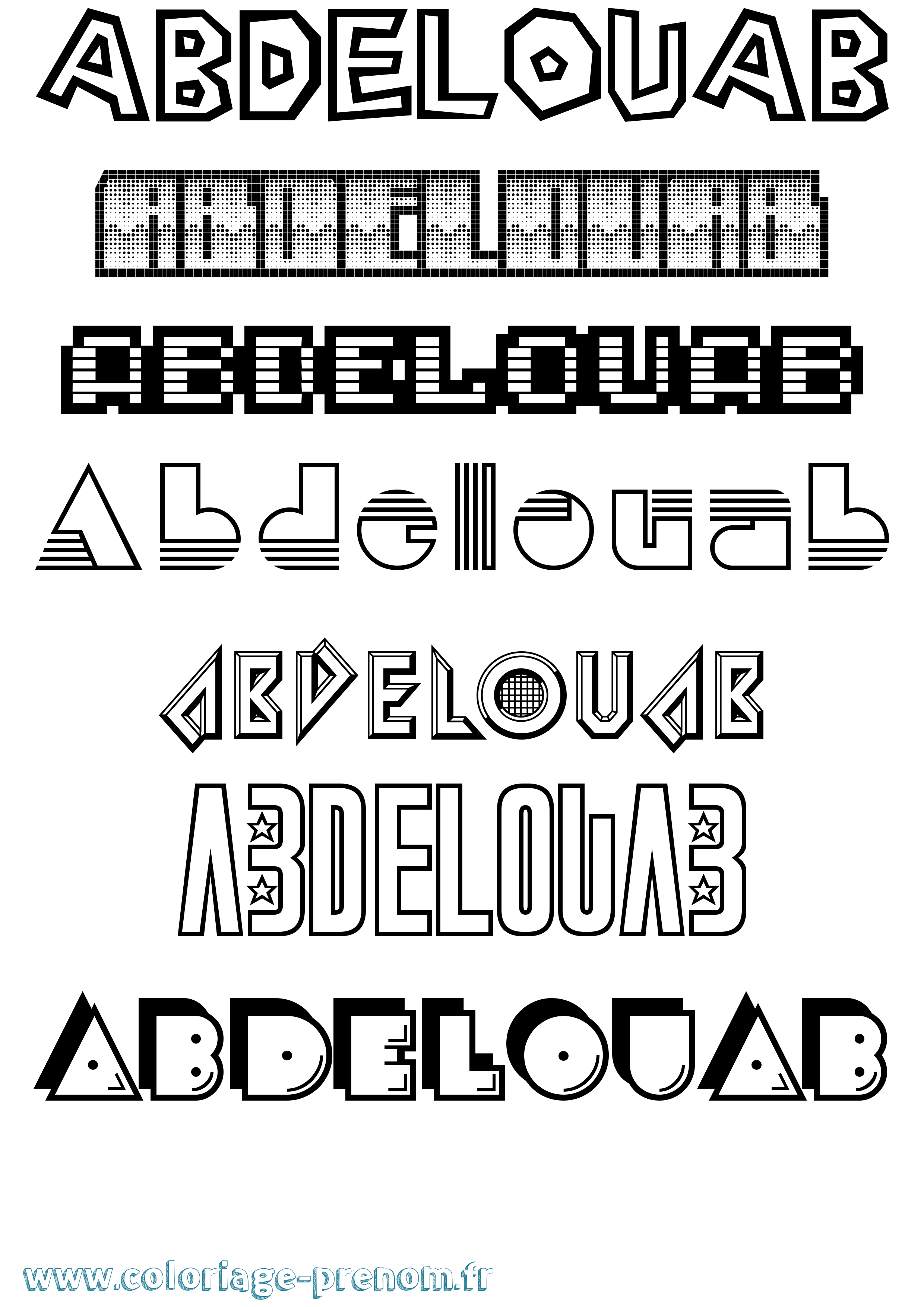 Coloriage Abdelouab Jeux Vidéos Coloriage prénom Abdelouab Jeux Vidéos