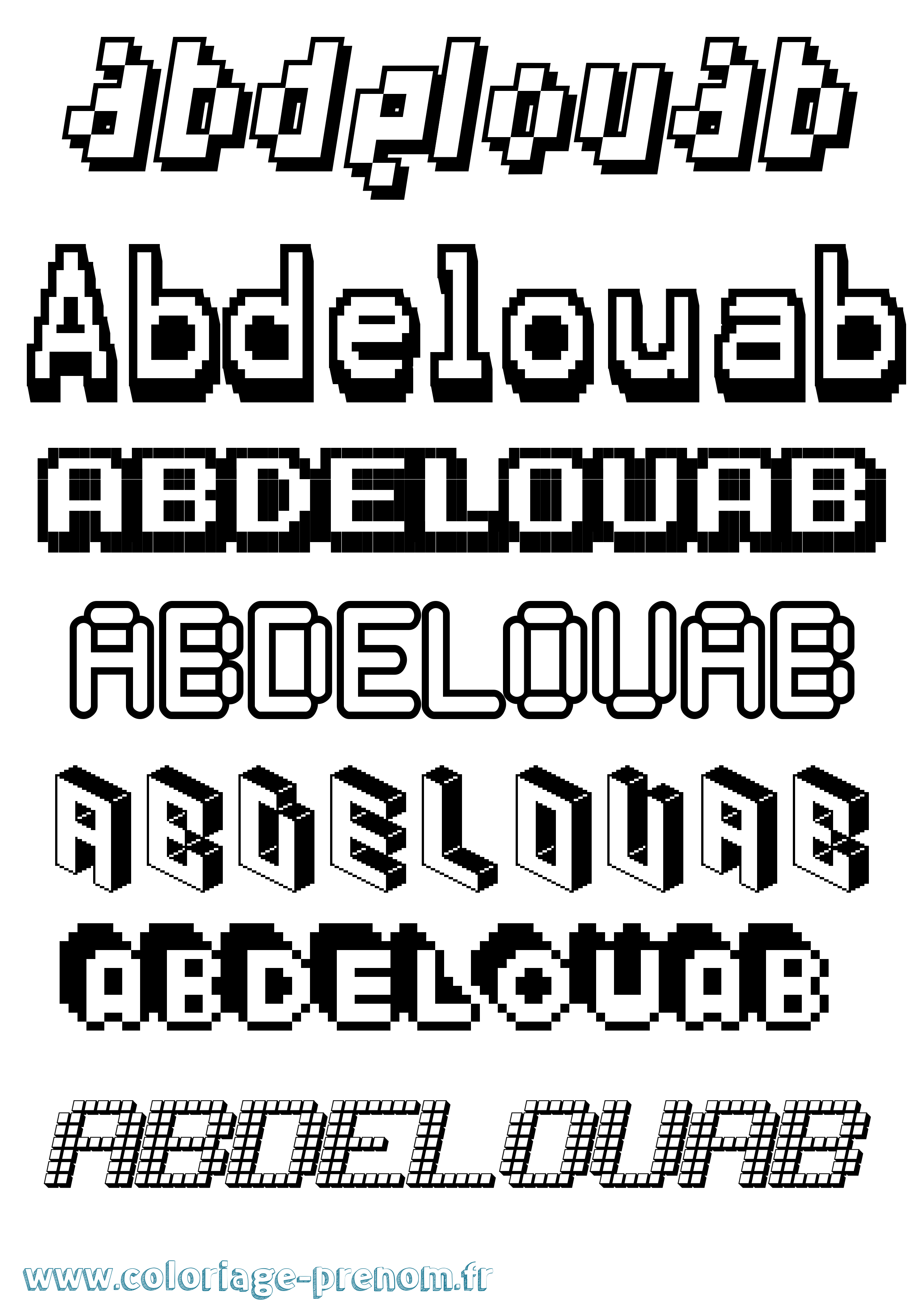 Coloriage Abdelouab Pixel Coloriage prénom Abdelouab Pixel