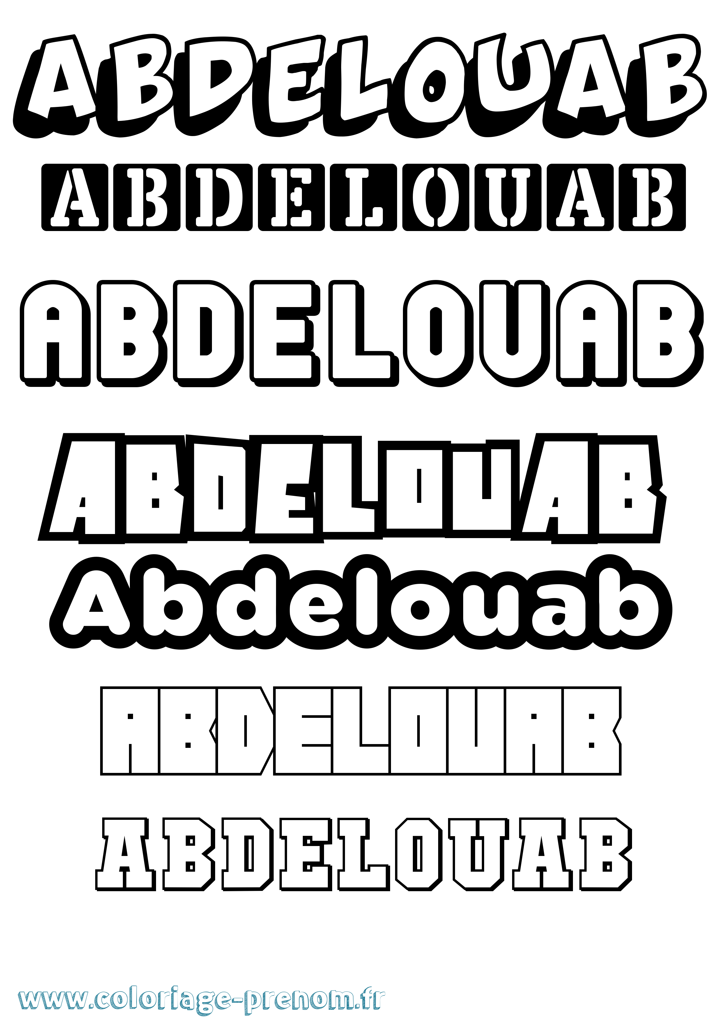 Coloriage Abdelouab Simple Coloriage prénom Abdelouab Simple