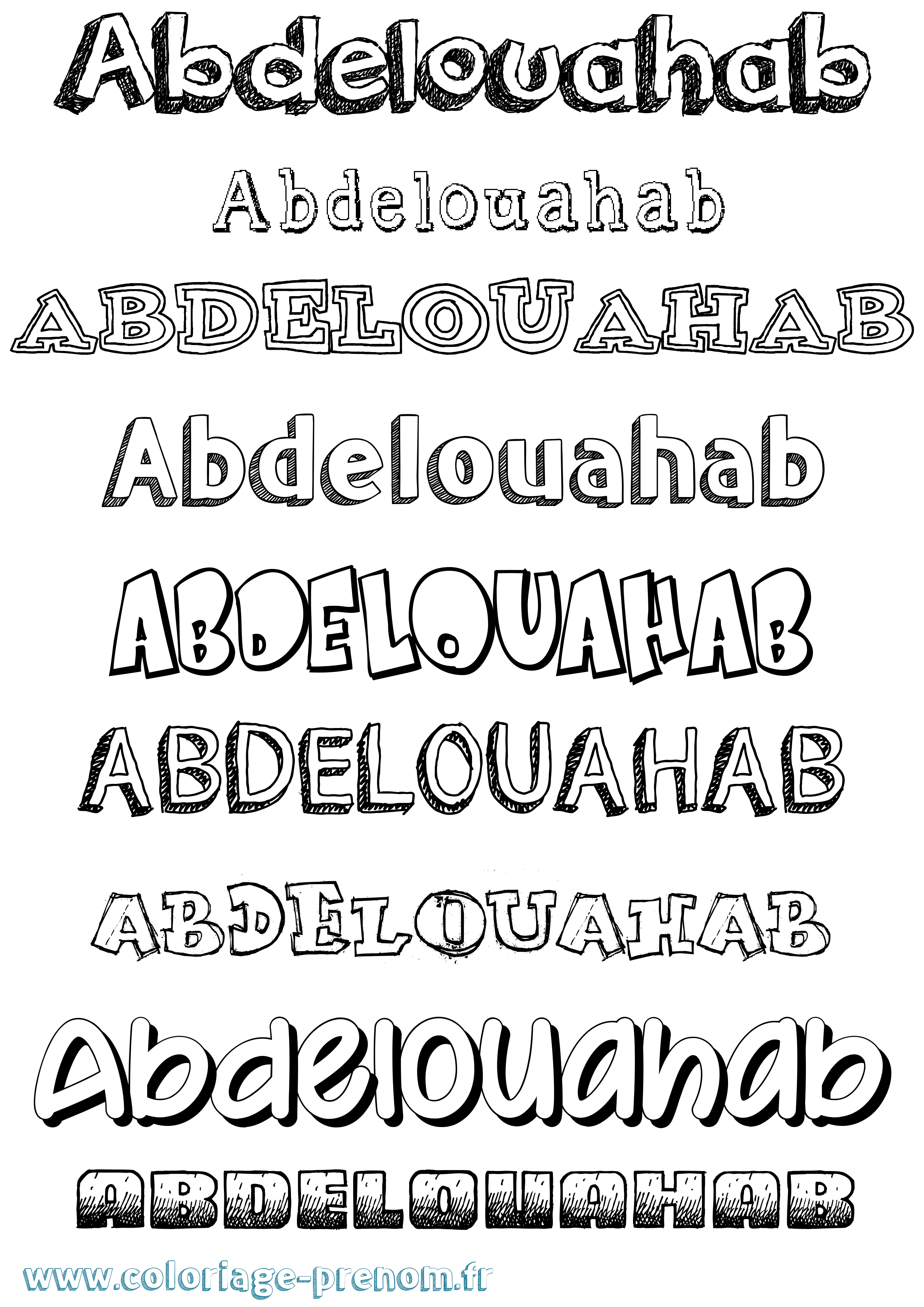 Coloriage prénom Abdelouahab Dessiné