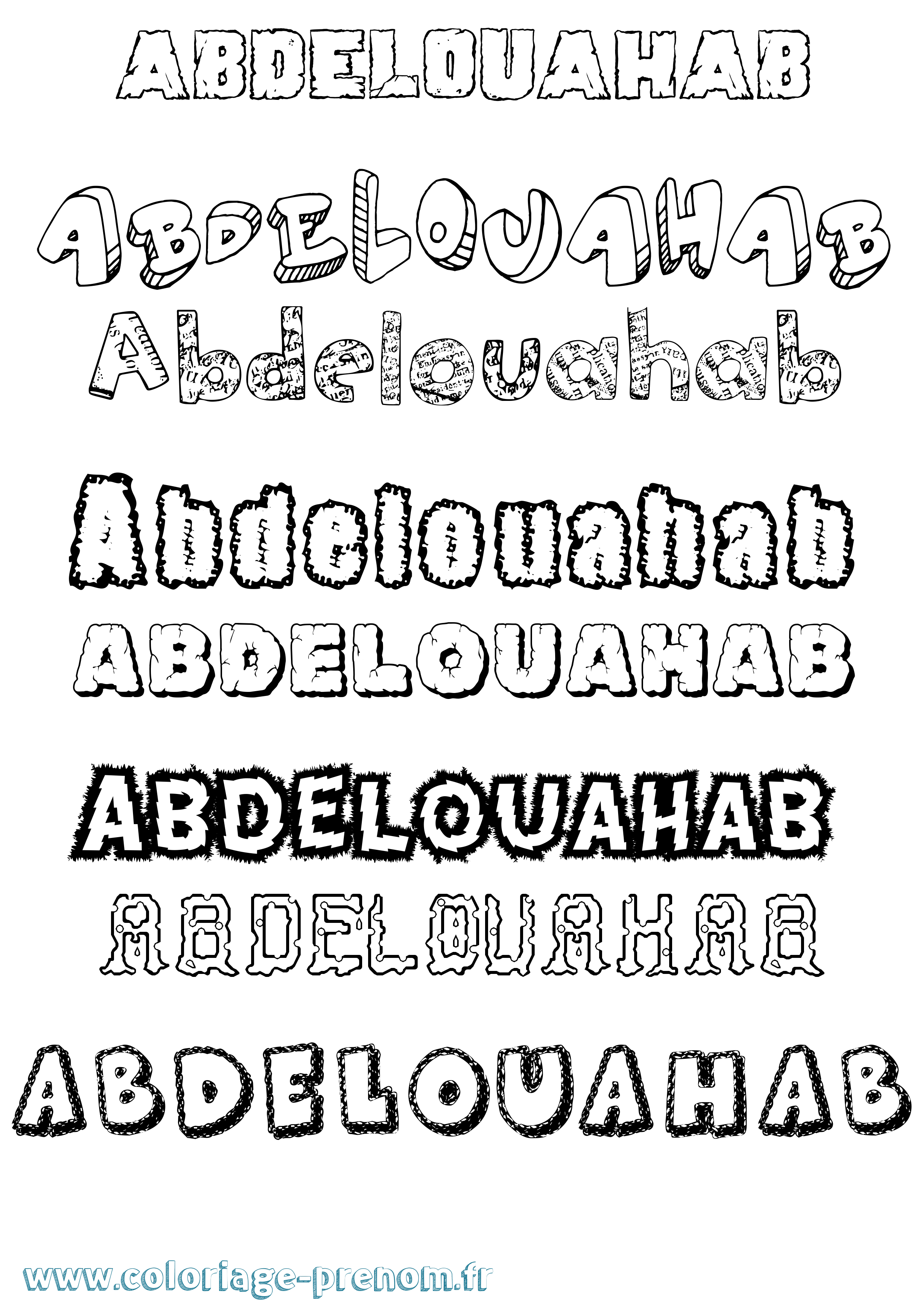 Coloriage prénom Abdelouahab Destructuré