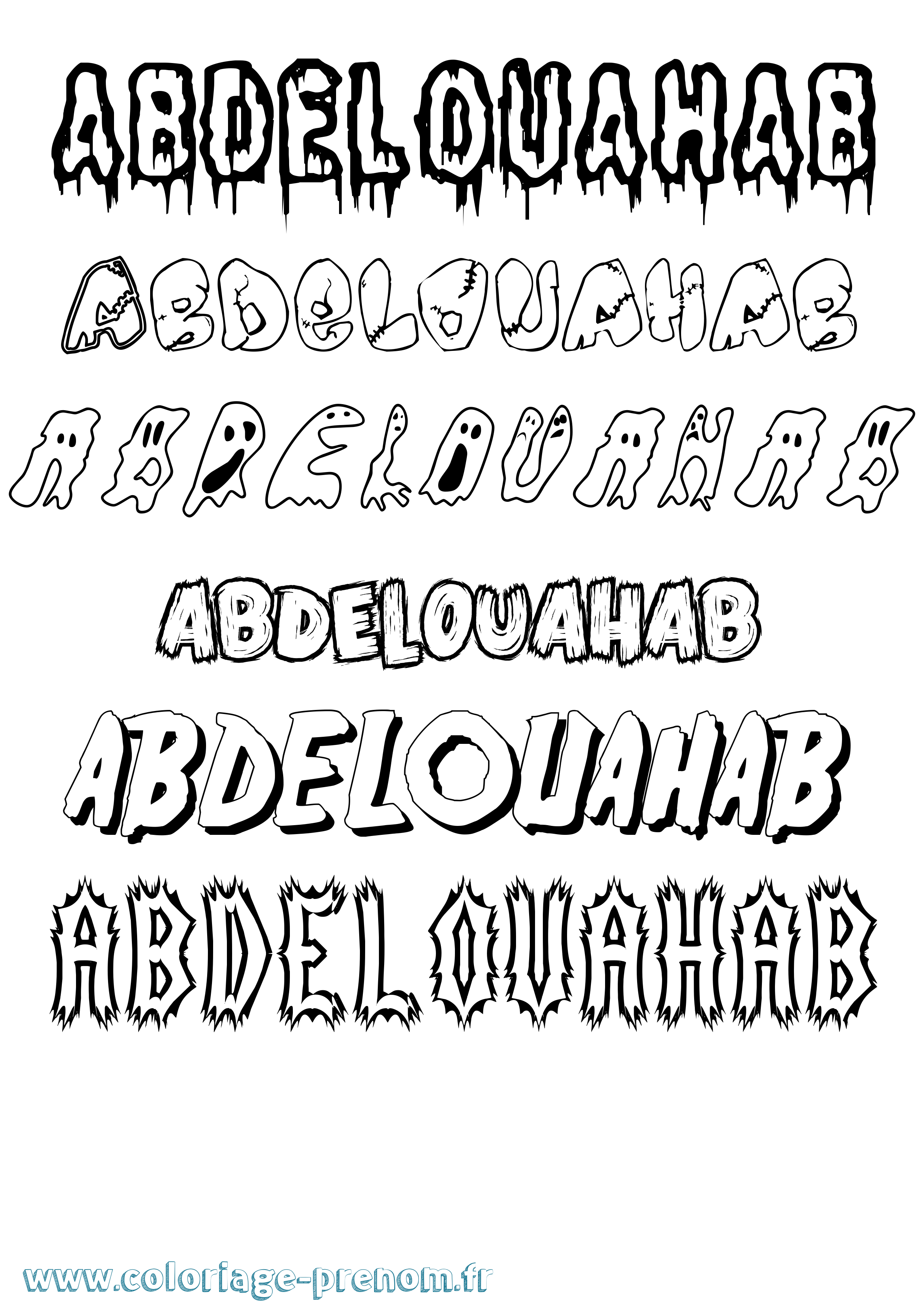Coloriage prénom Abdelouahab Frisson