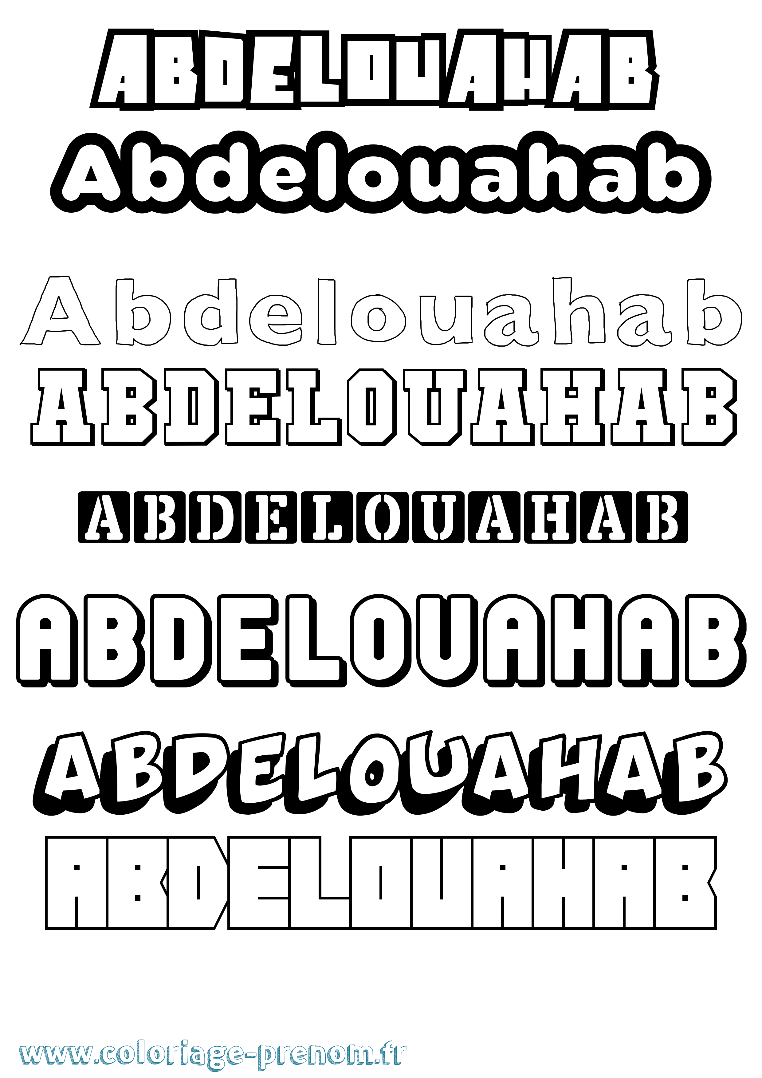 Coloriage prénom Abdelouahab Simple