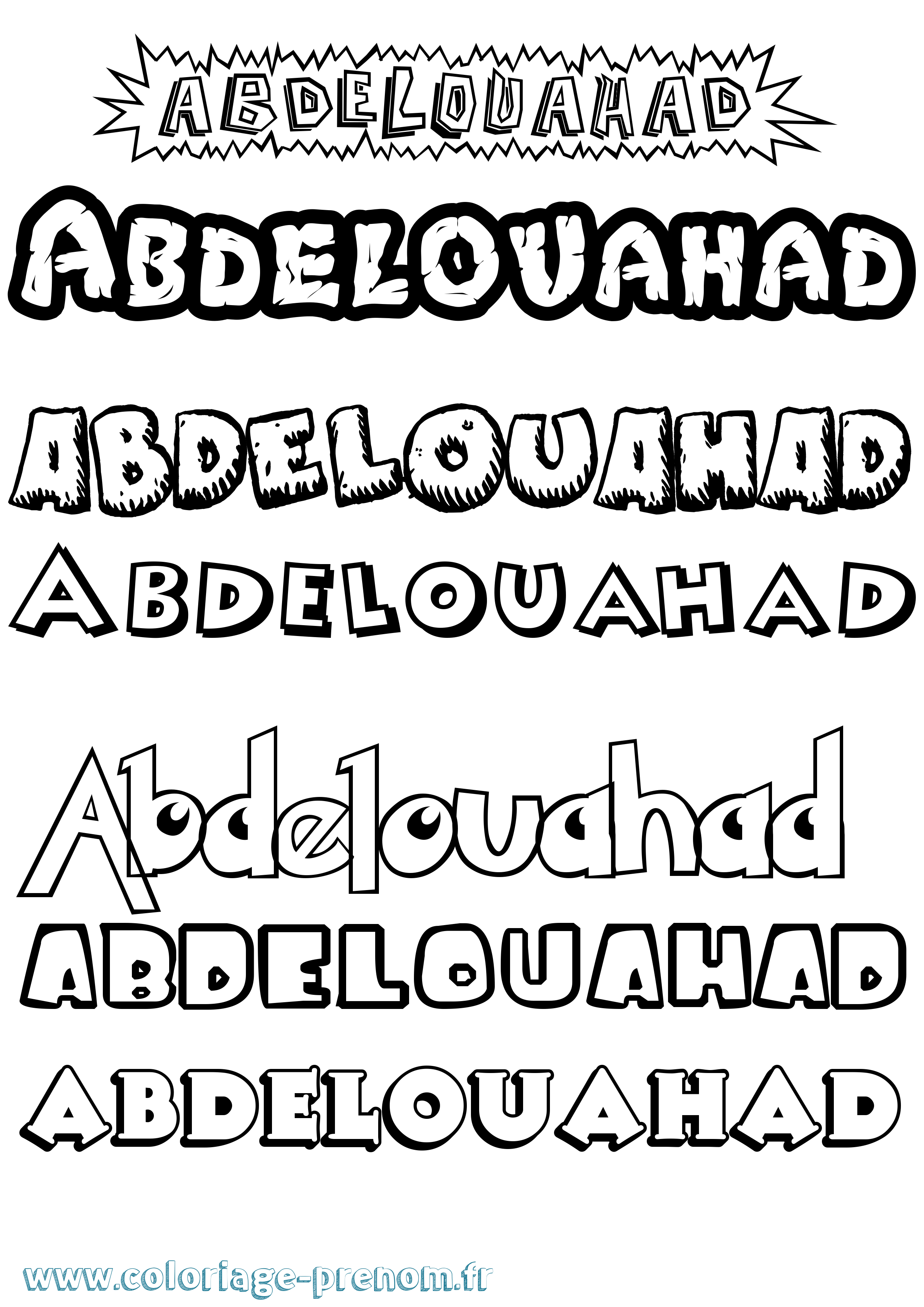 Coloriage prénom Abdelouahad Dessin Animé