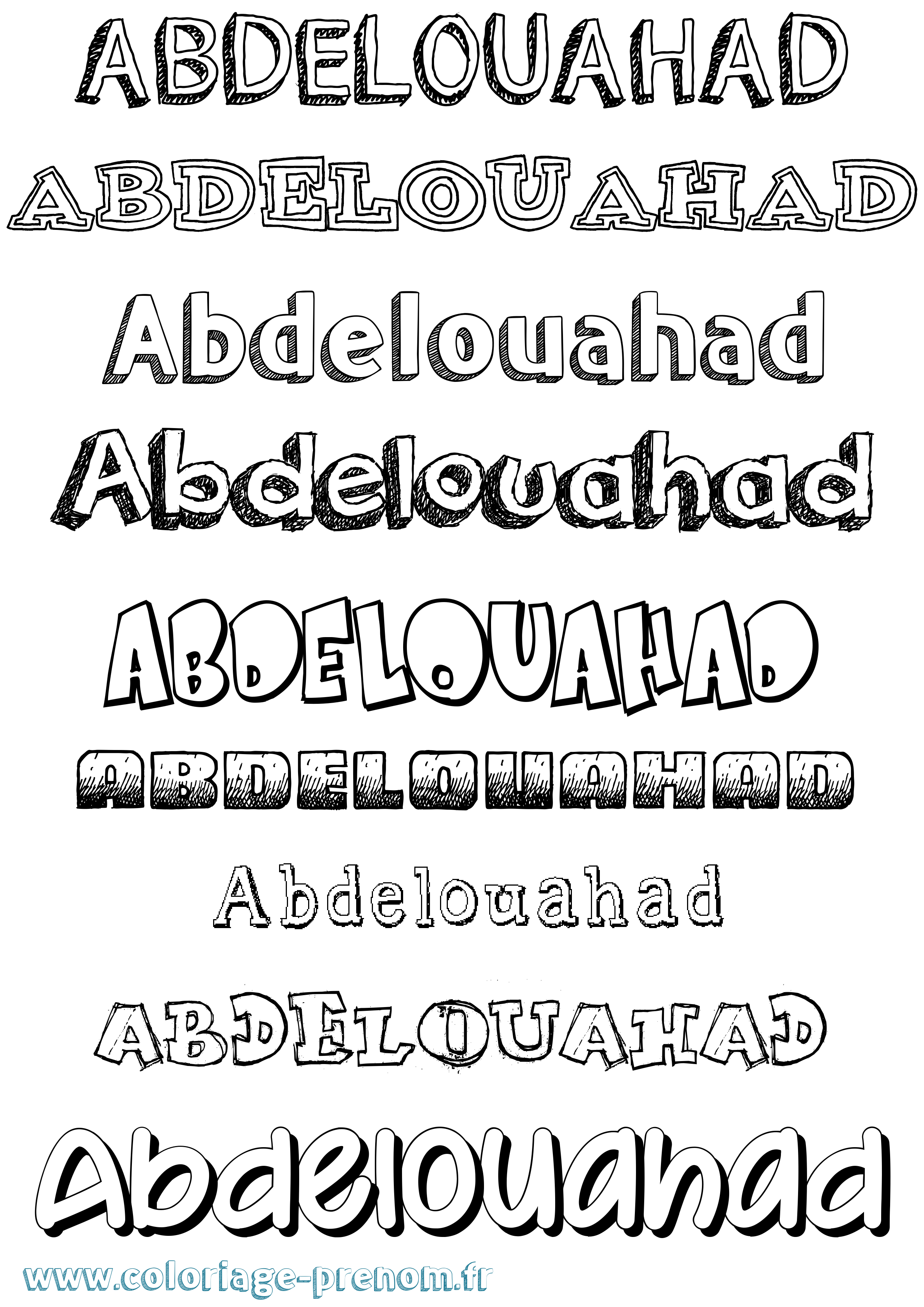 Coloriage prénom Abdelouahad Dessiné