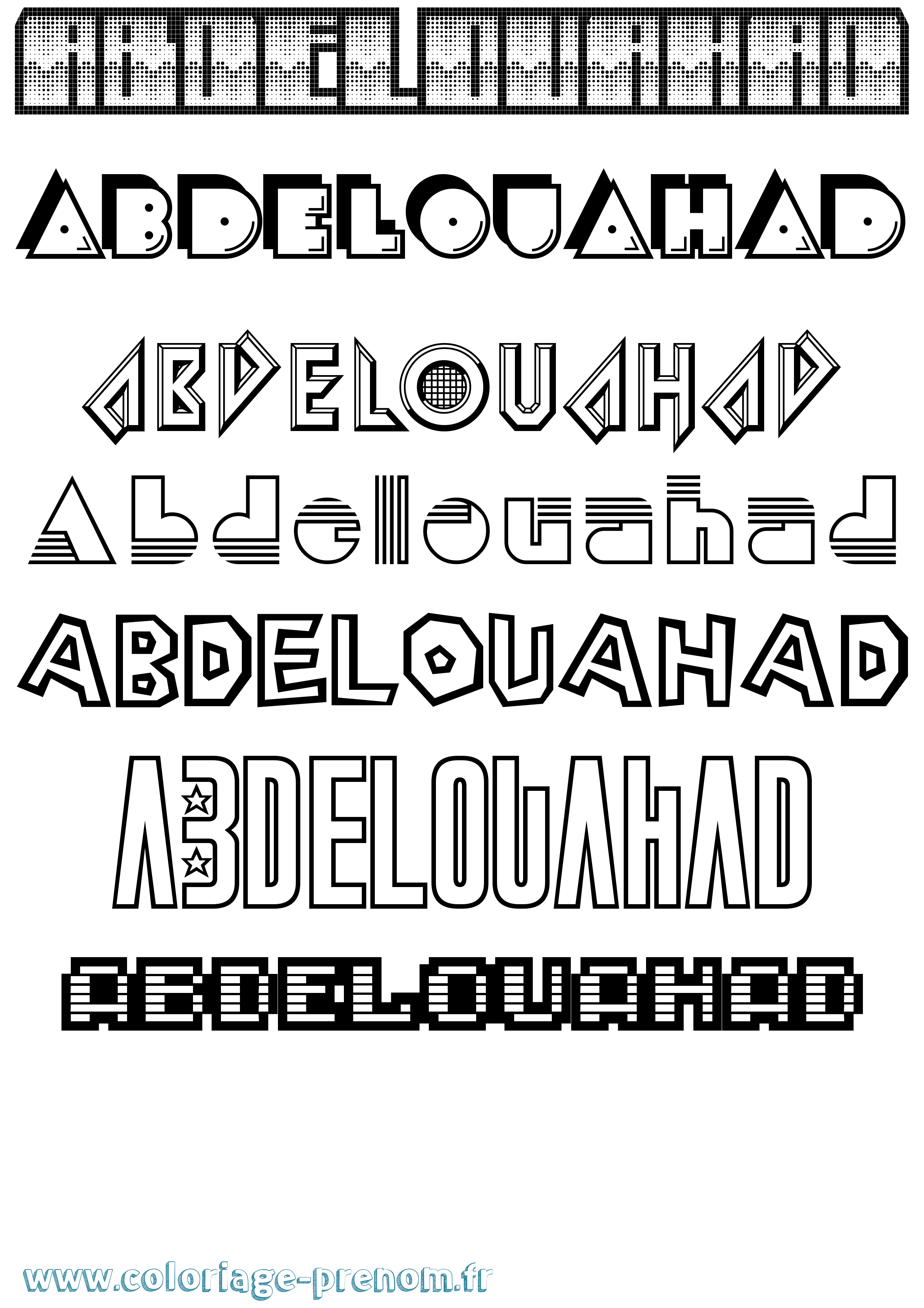 Coloriage prénom Abdelouahad Jeux Vidéos