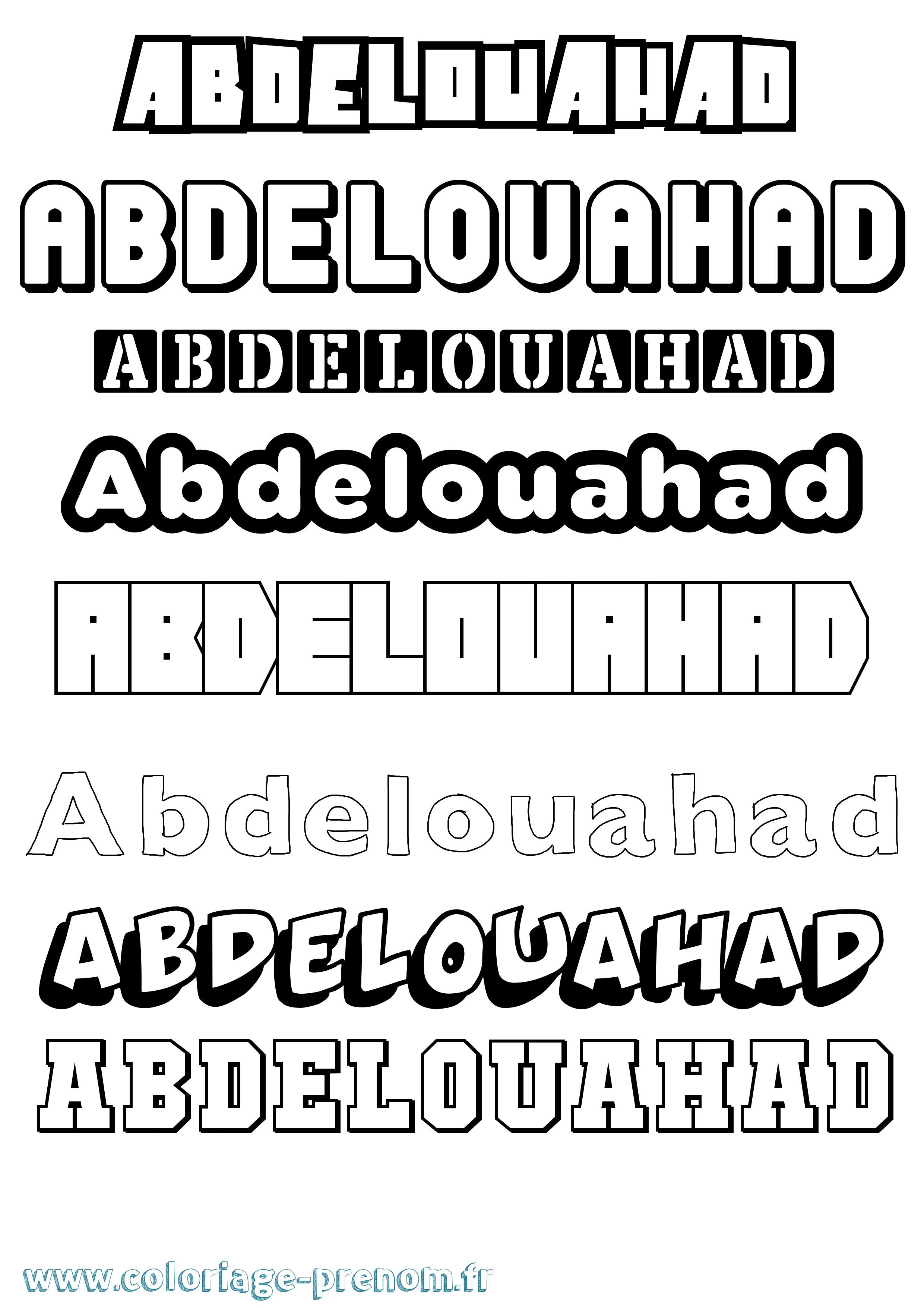 Coloriage prénom Abdelouahad Simple