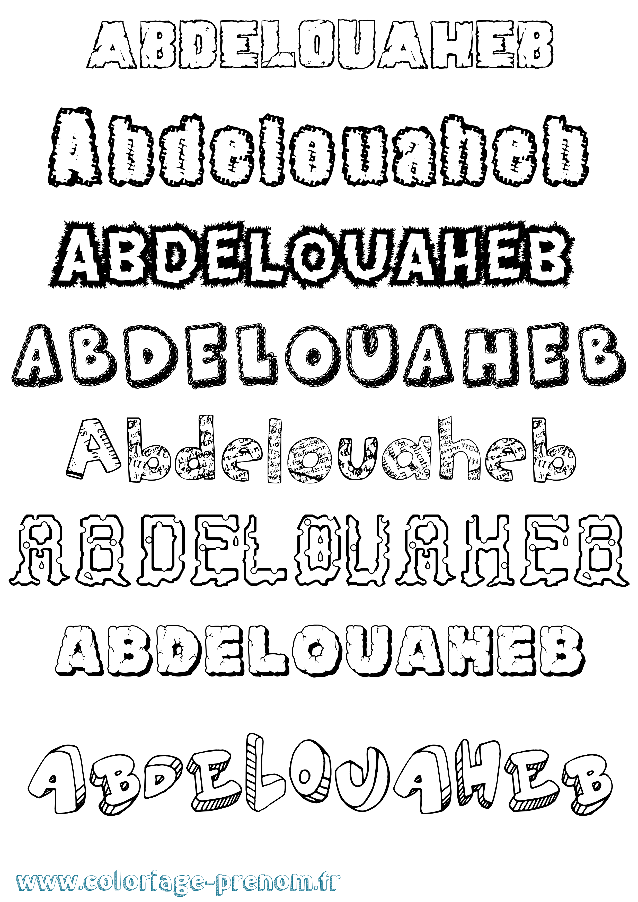 Coloriage prénom Abdelouaheb Destructuré