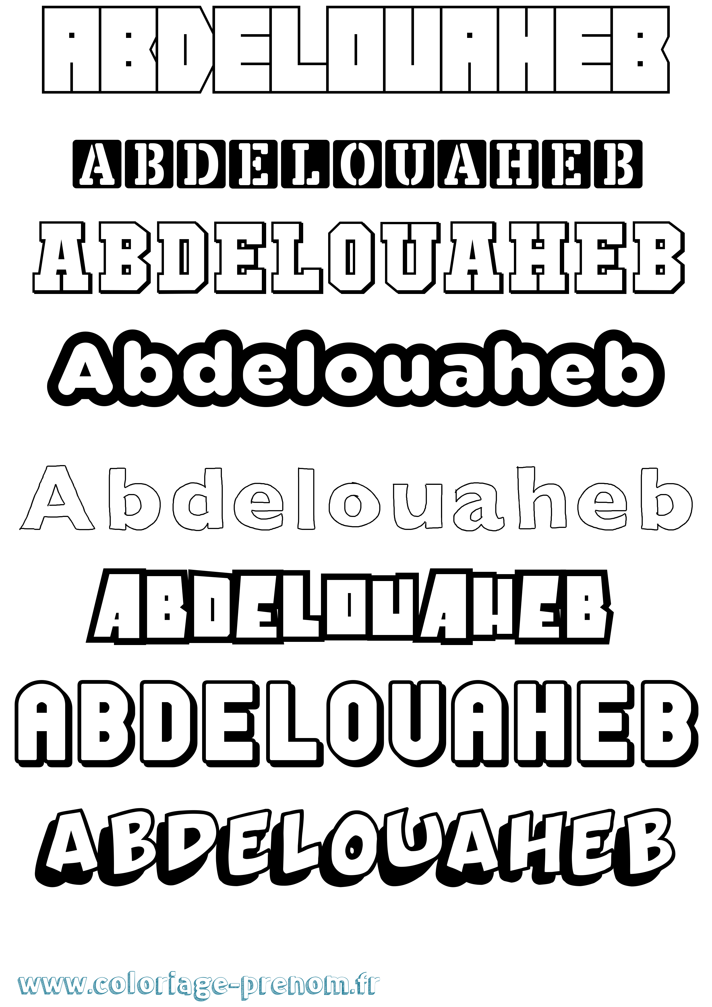 Coloriage prénom Abdelouaheb Simple