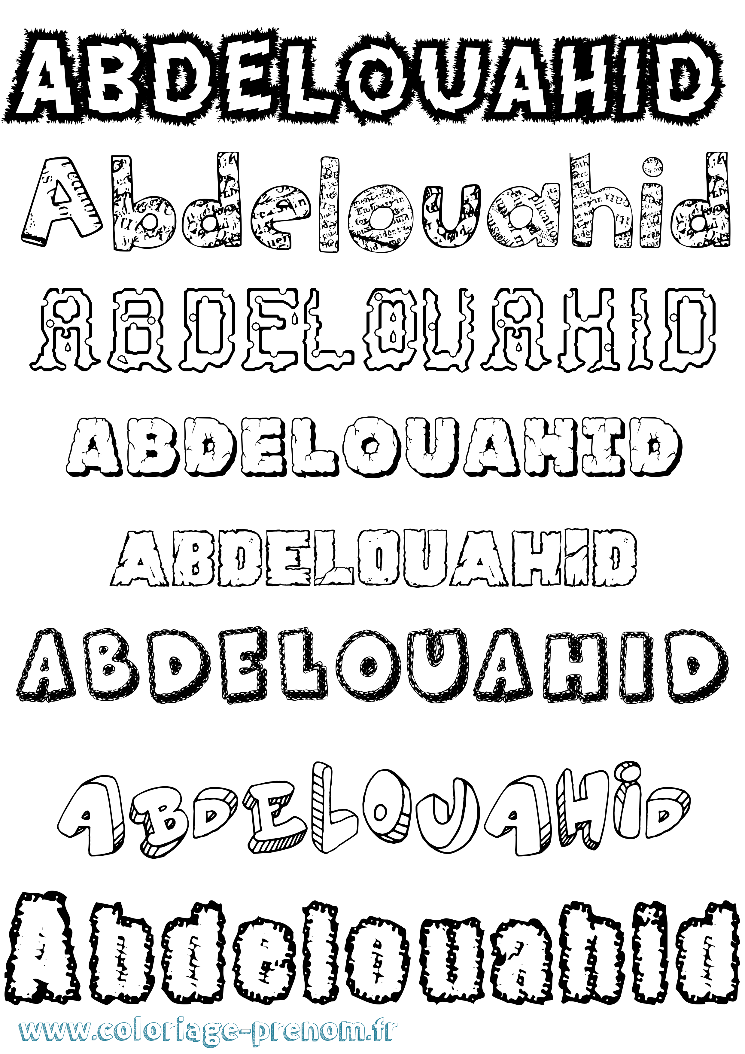 Coloriage prénom Abdelouahid Destructuré