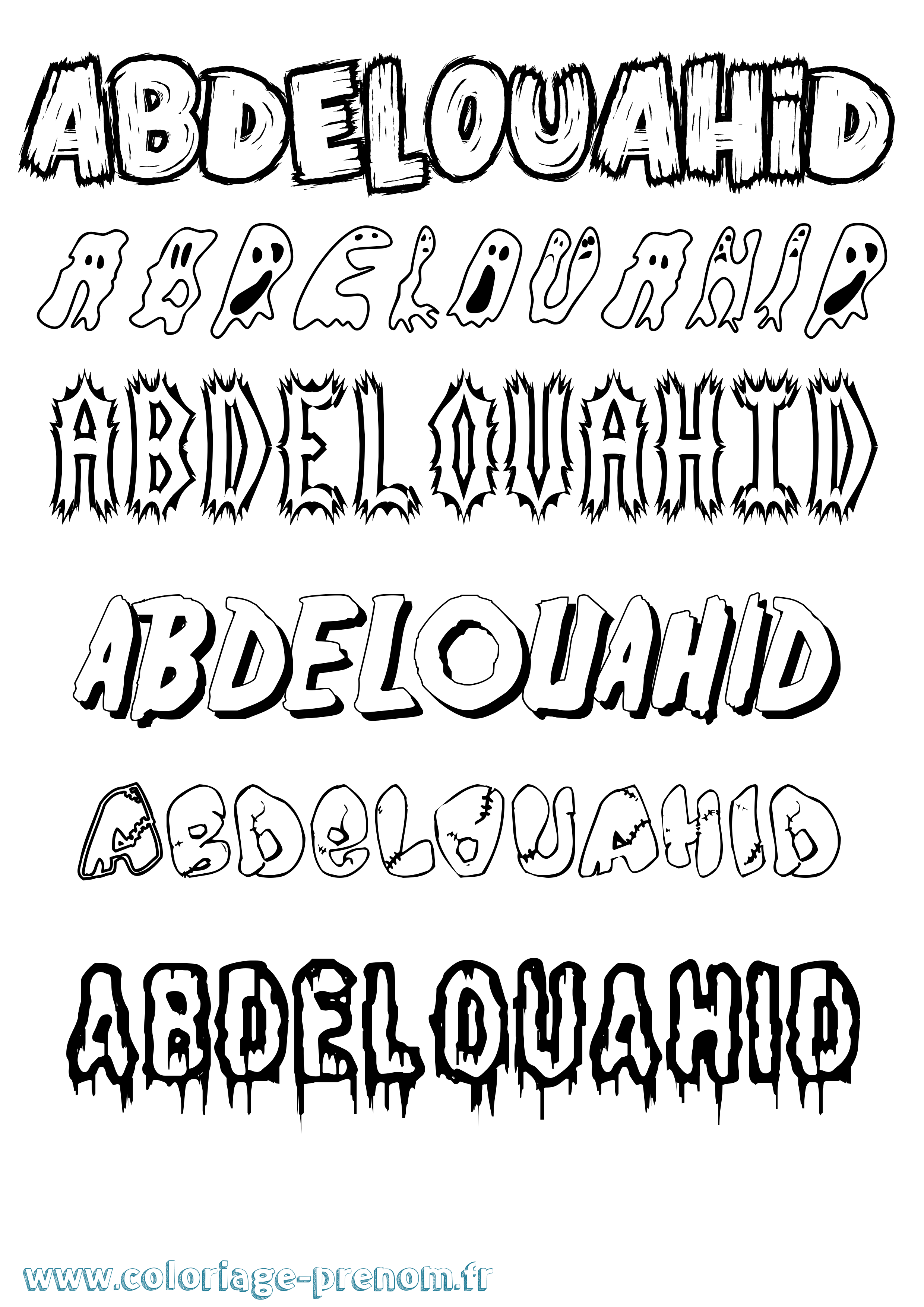 Coloriage prénom Abdelouahid Frisson