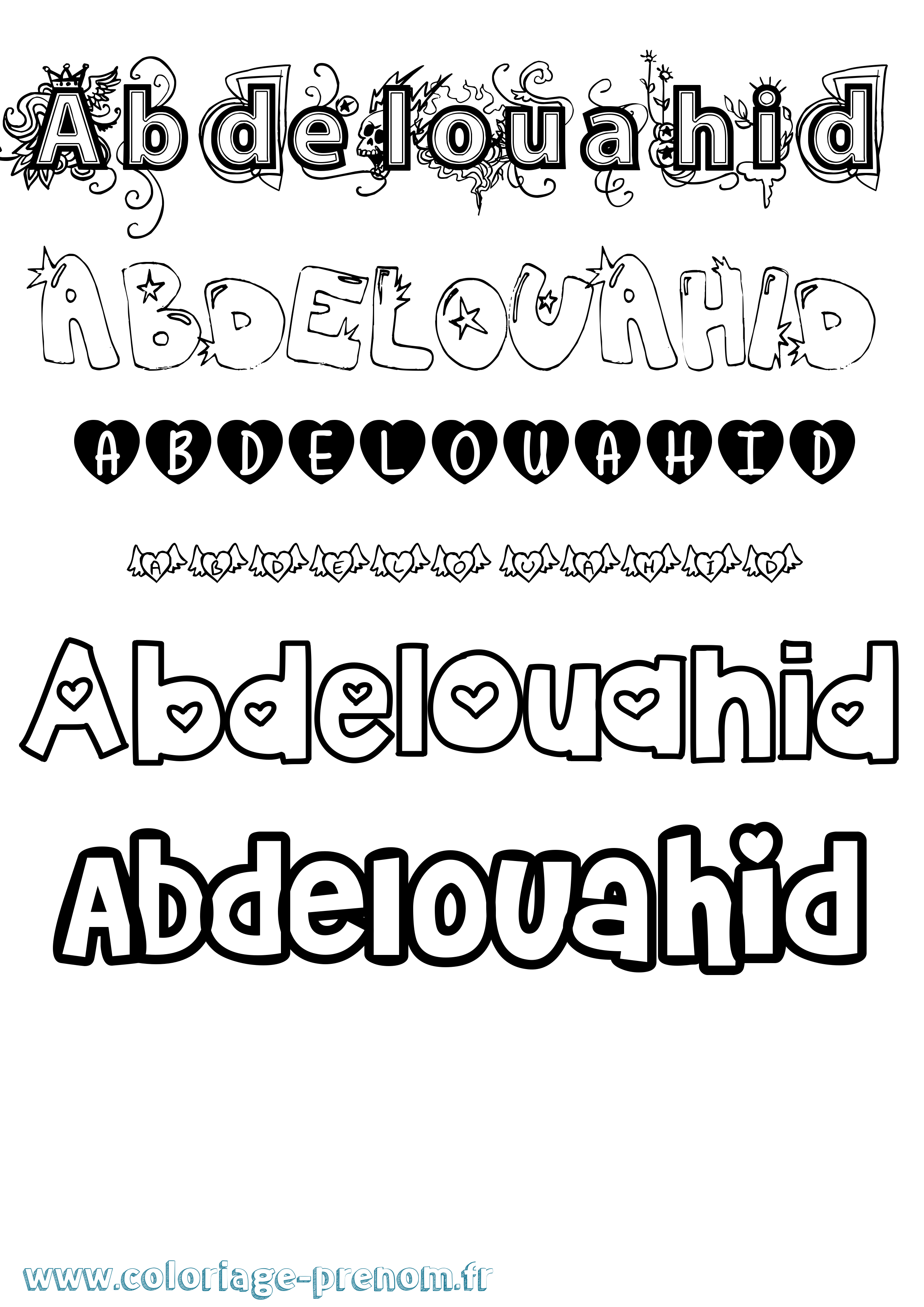 Coloriage prénom Abdelouahid Girly