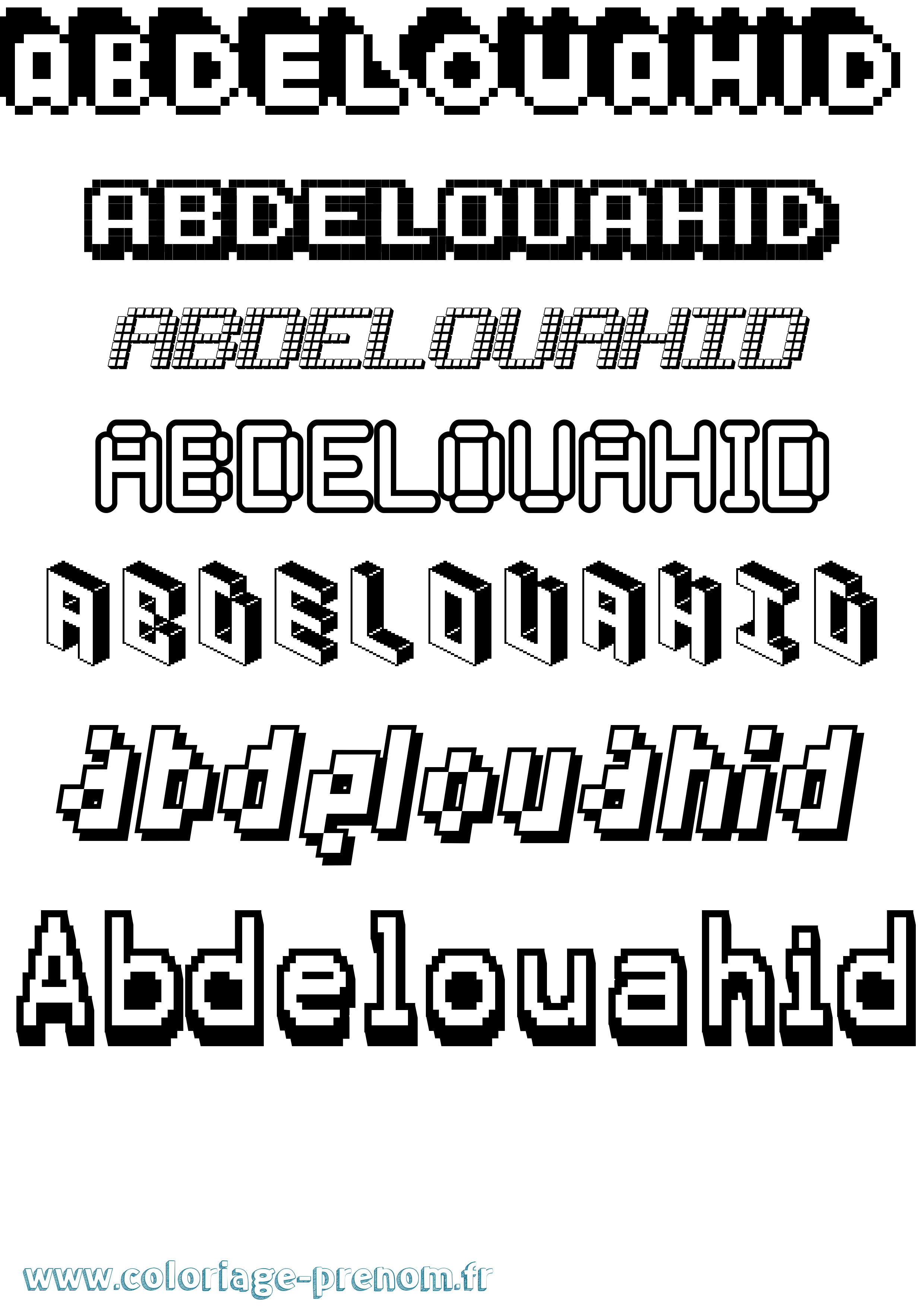 Coloriage prénom Abdelouahid Pixel