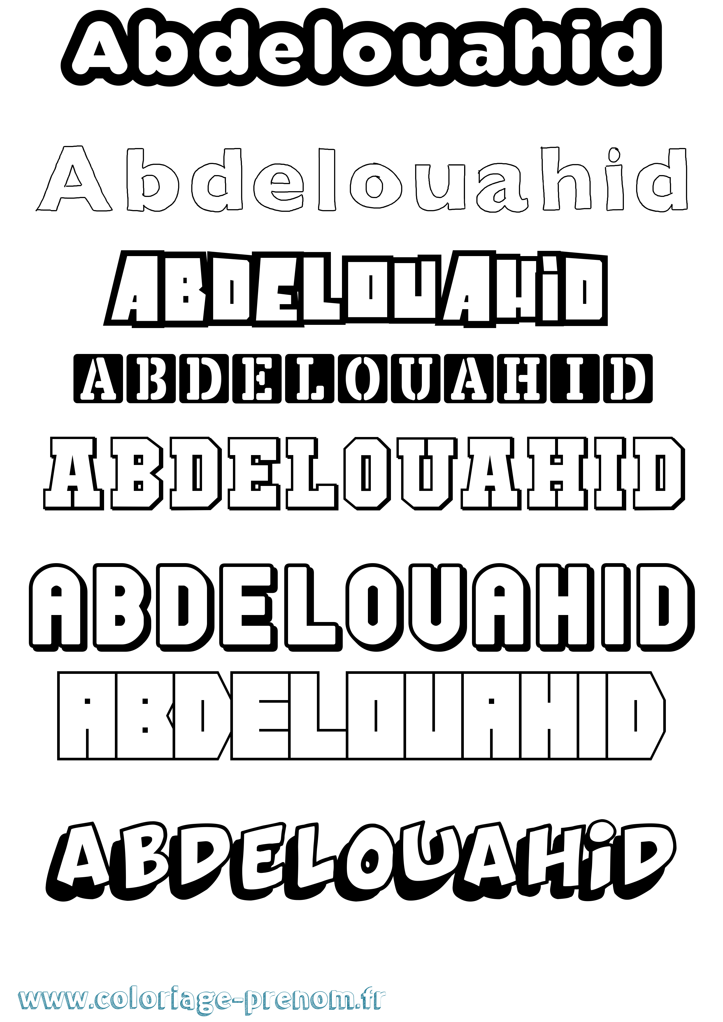 Coloriage prénom Abdelouahid Simple