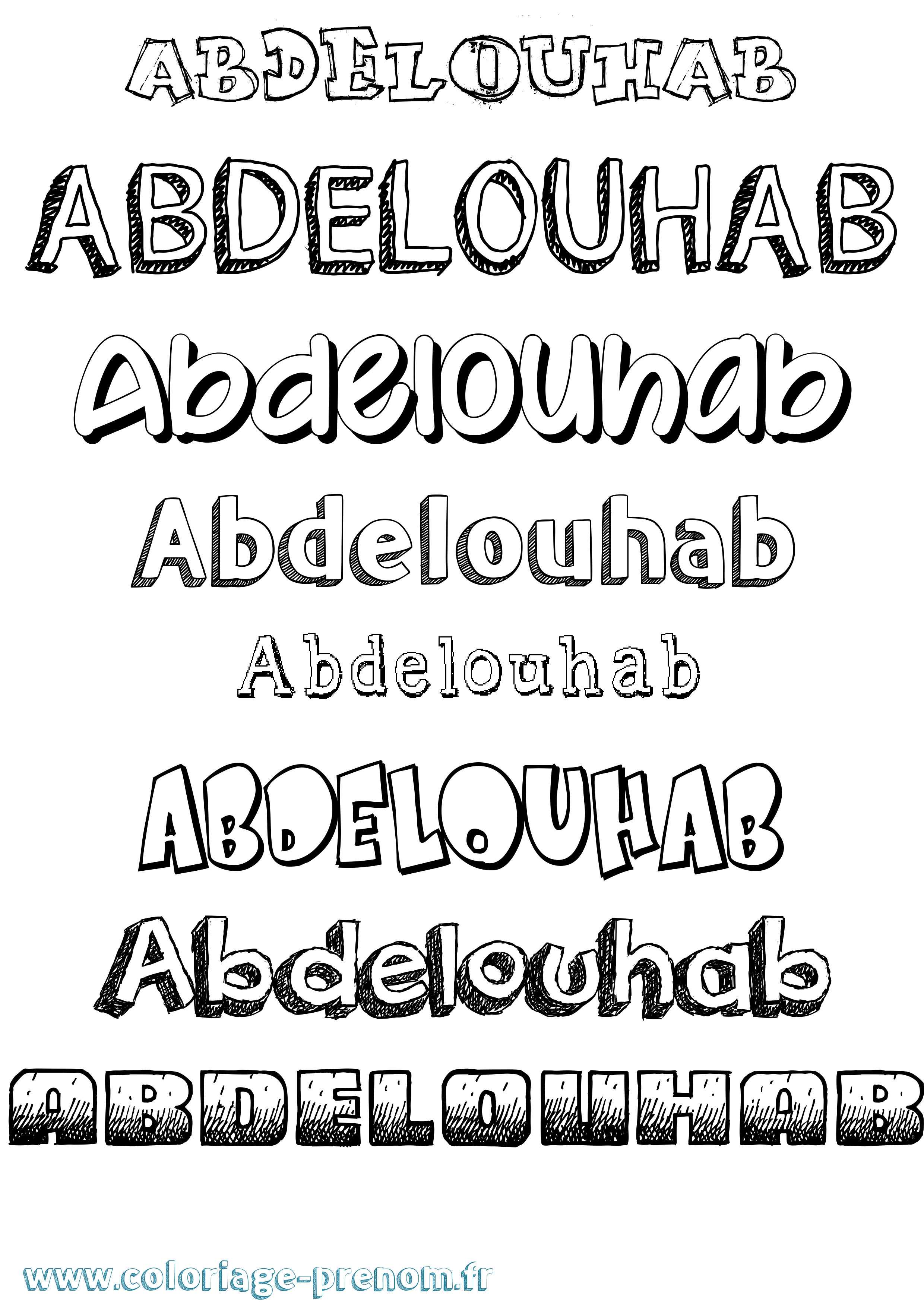 Coloriage prénom Abdelouhab Dessiné