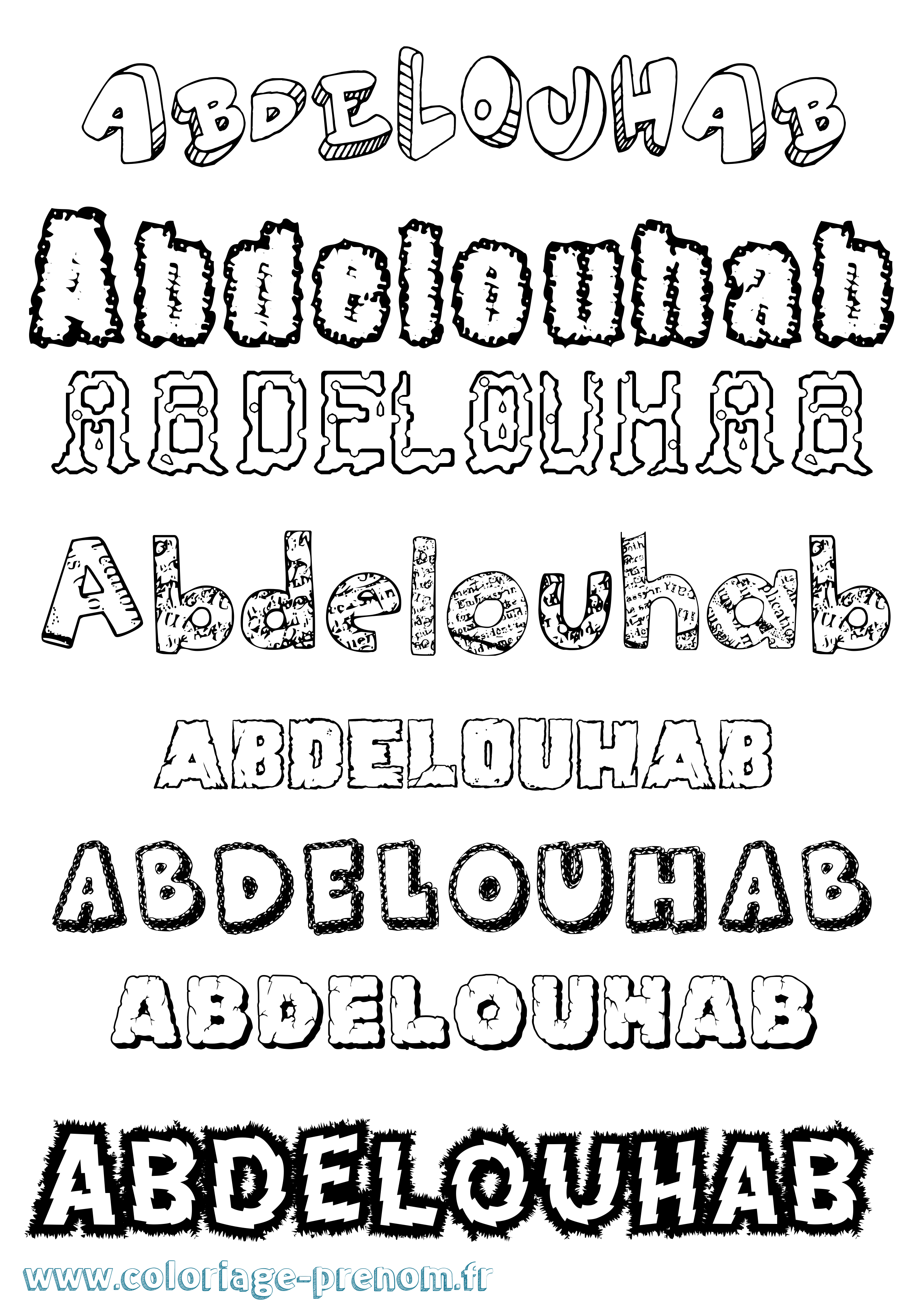 Coloriage prénom Abdelouhab Destructuré