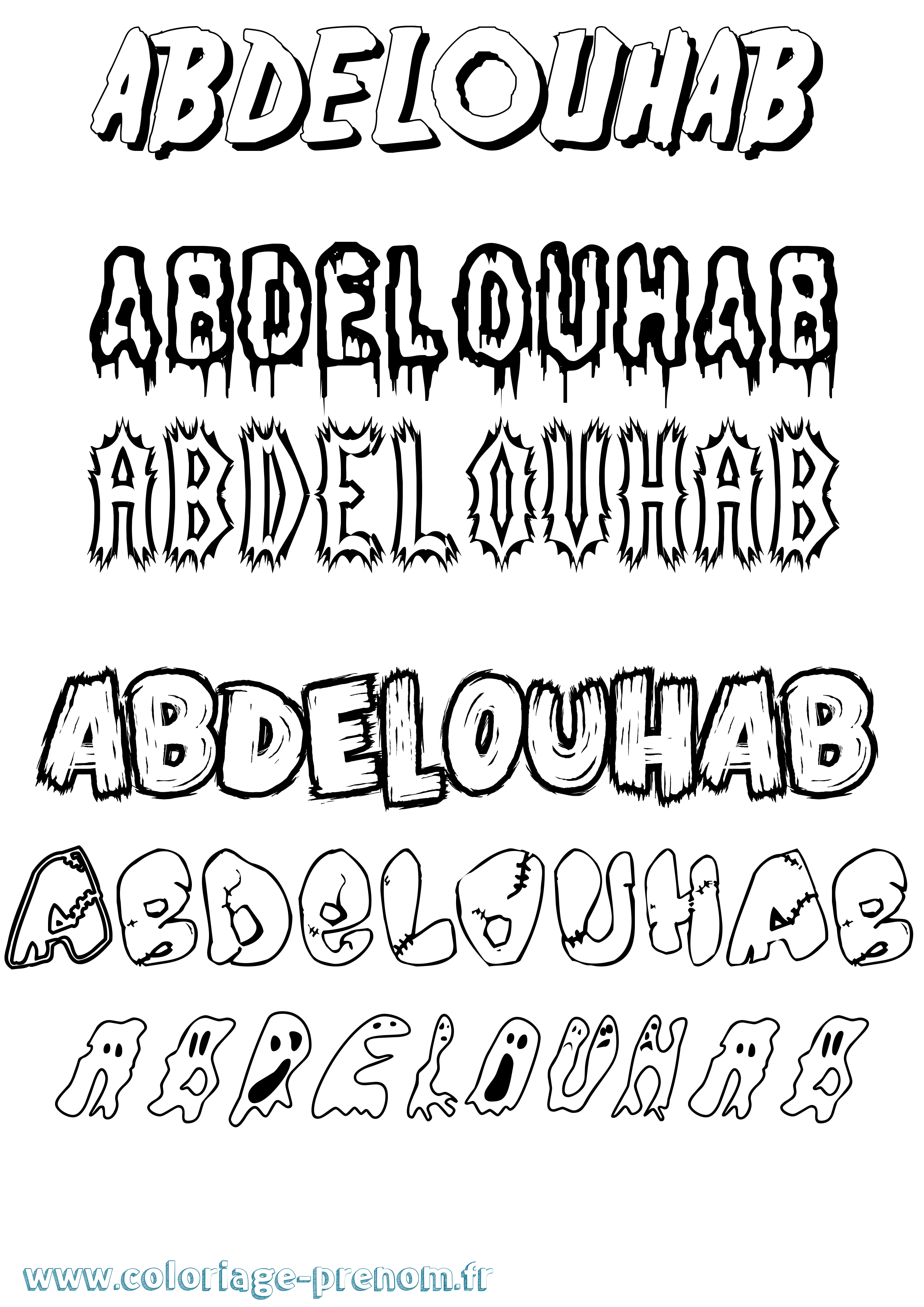 Coloriage prénom Abdelouhab Frisson