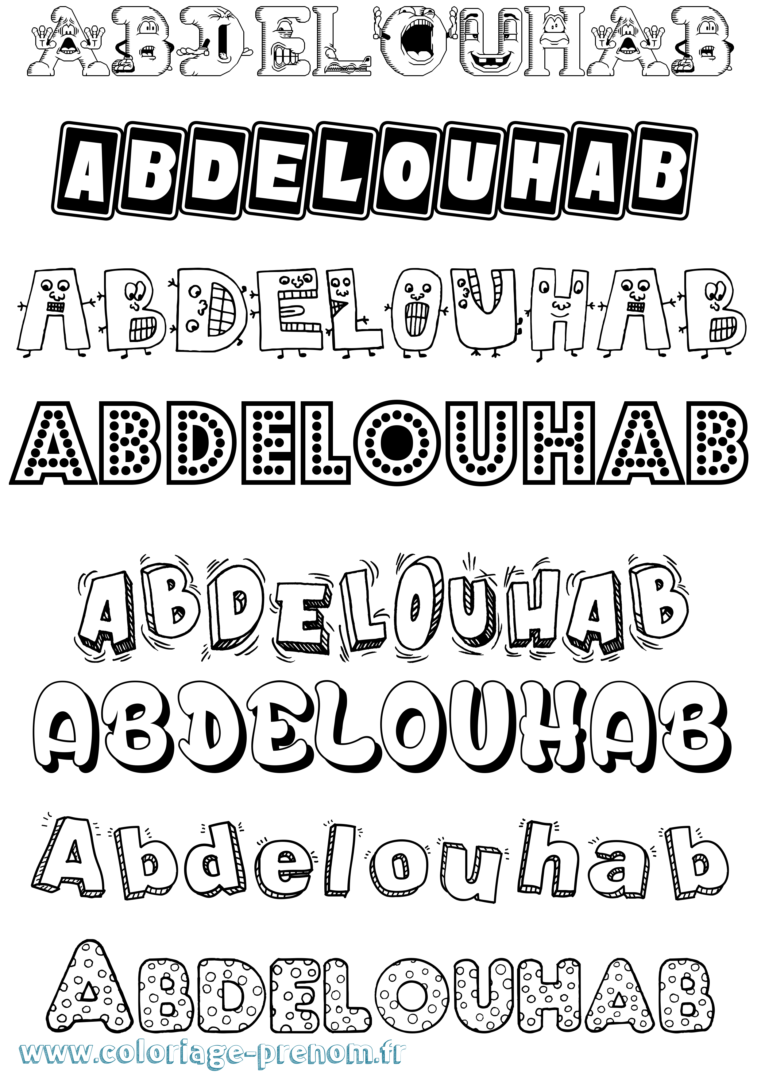 Coloriage prénom Abdelouhab Fun
