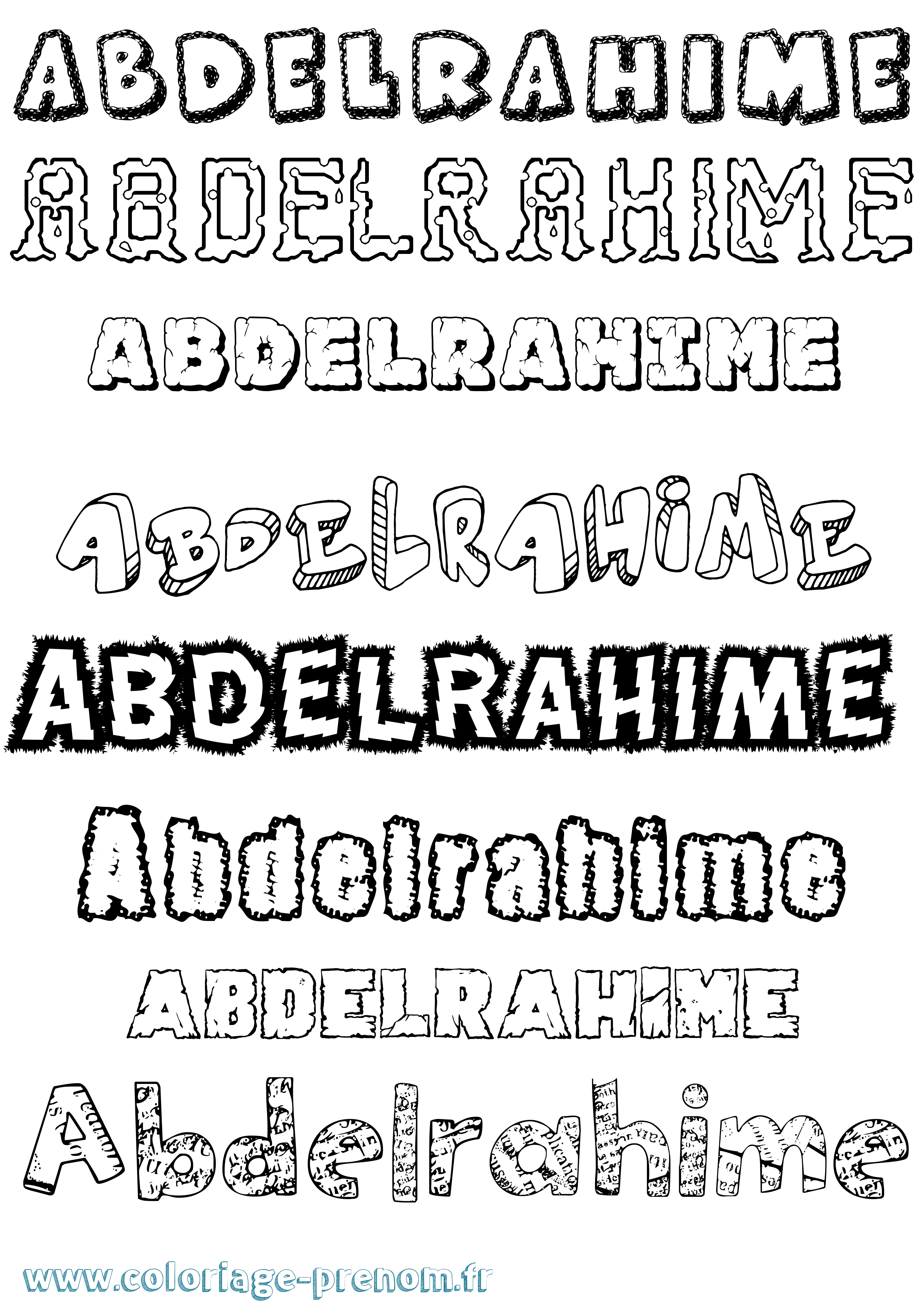 Coloriage prénom Abdelrahime Destructuré
