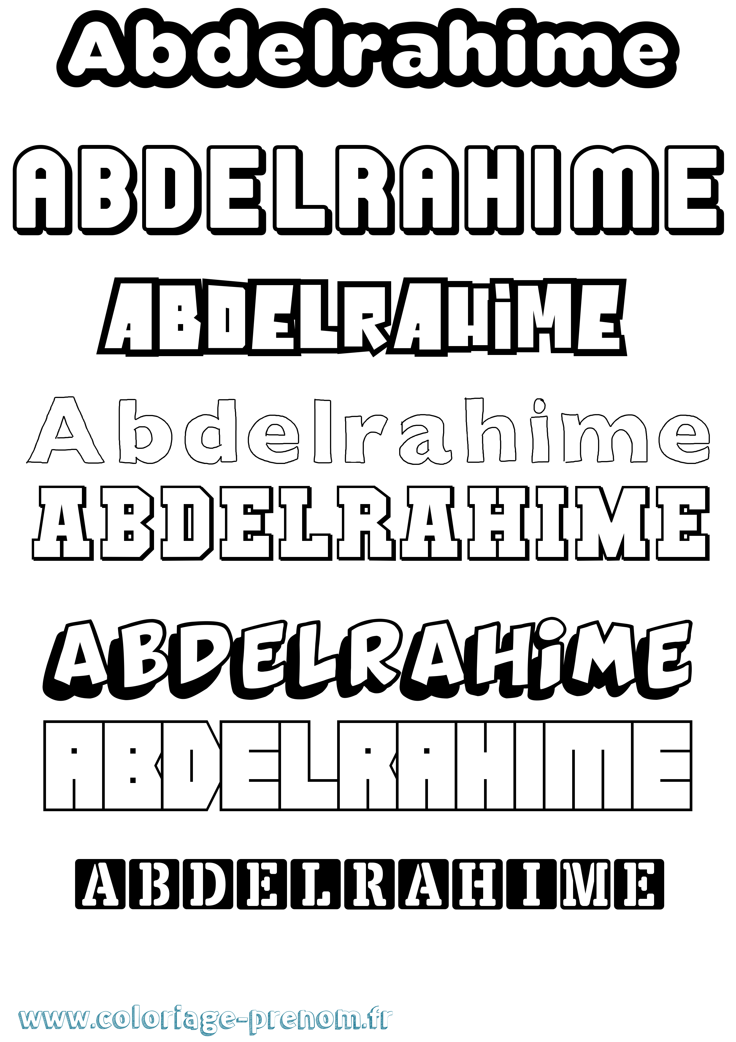 Coloriage prénom Abdelrahime Simple