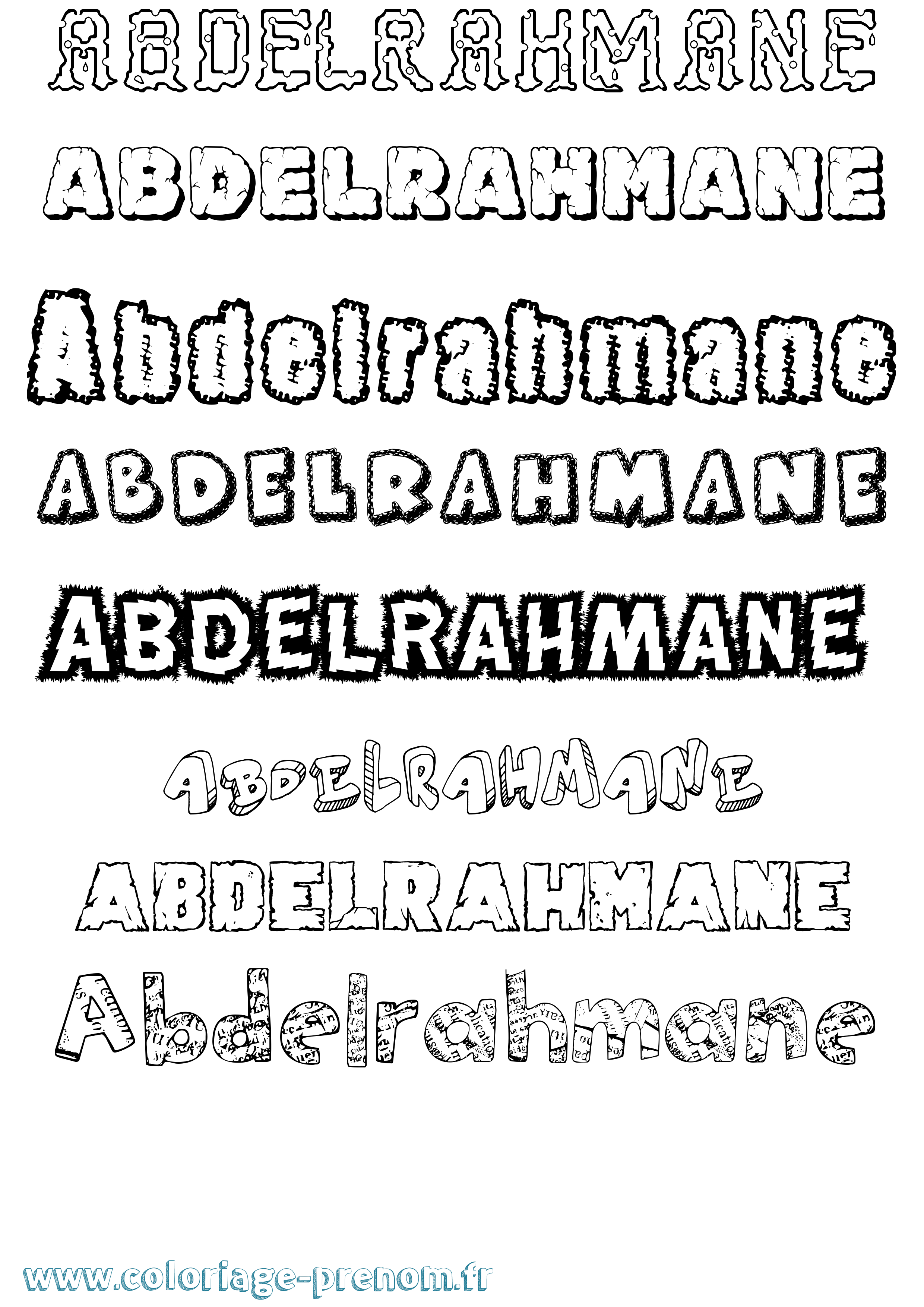 Coloriage prénom Abdelrahmane Destructuré