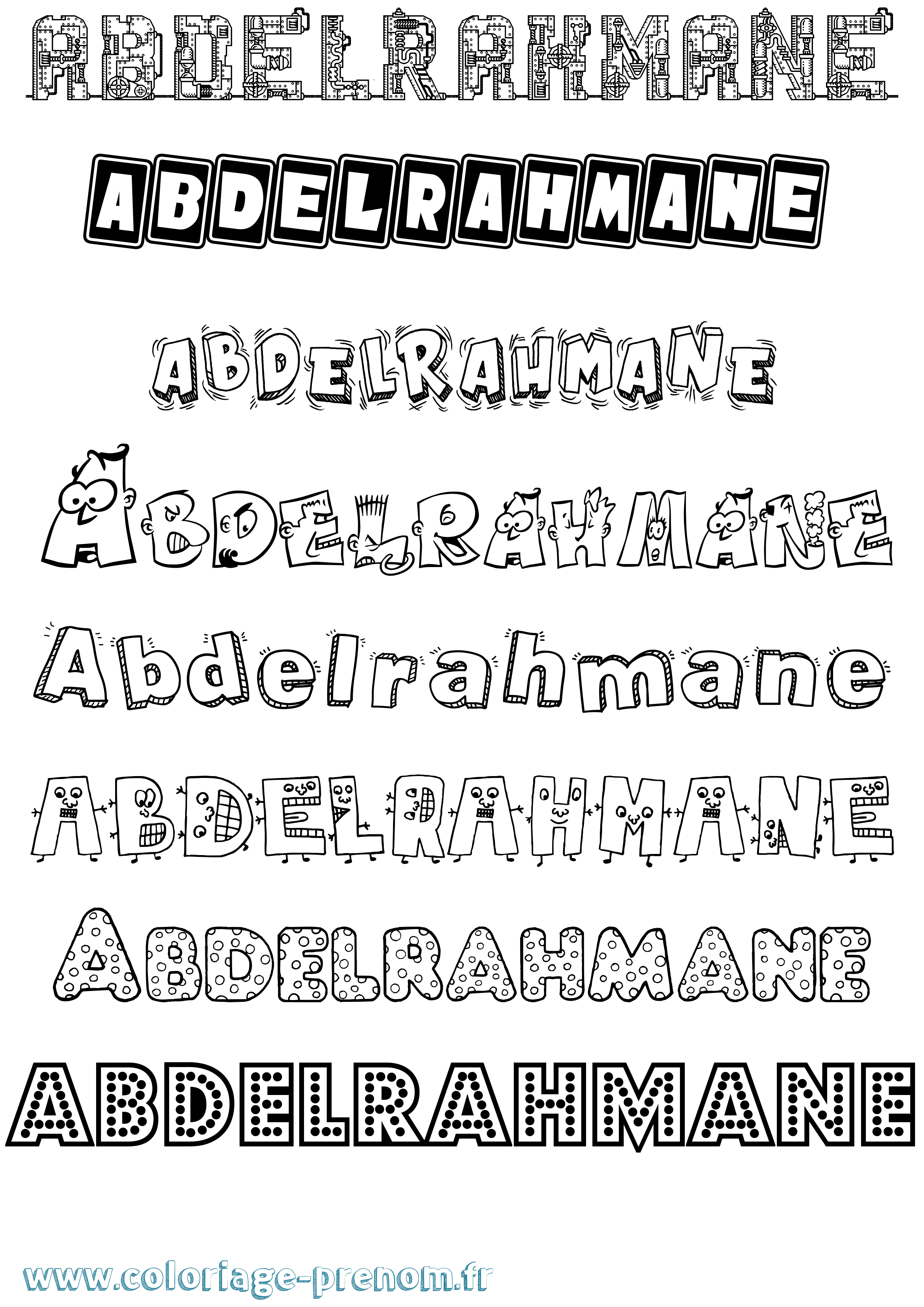Coloriage prénom Abdelrahmane Fun