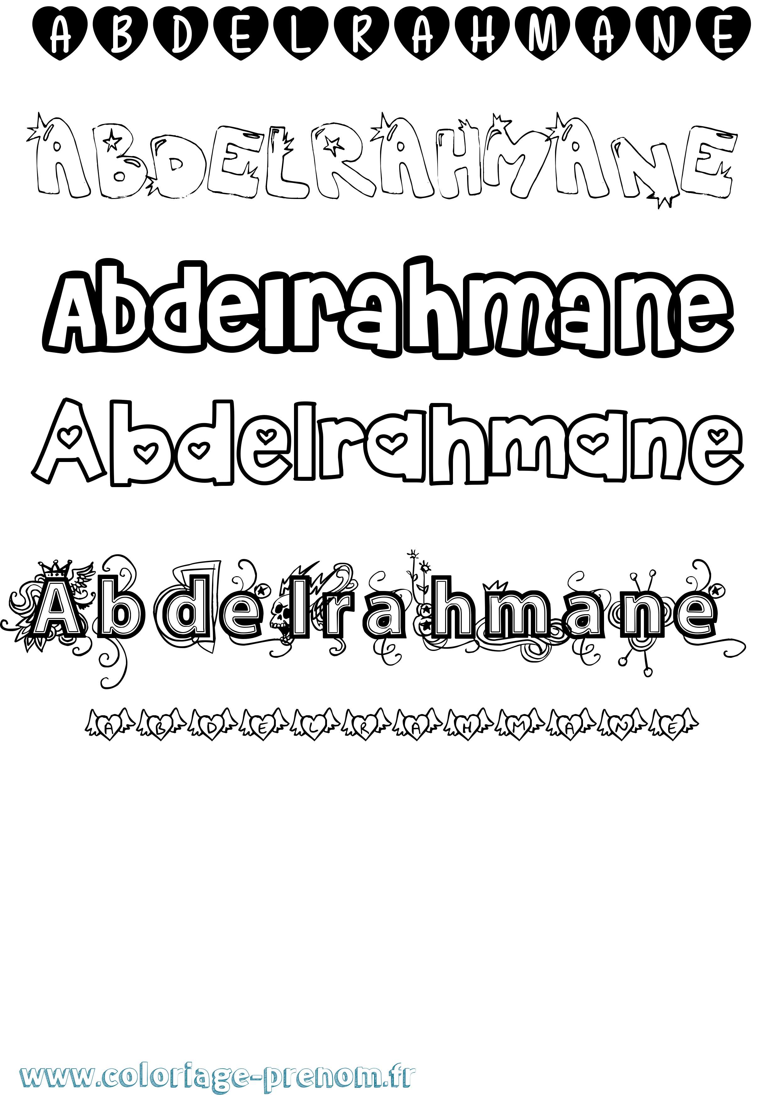 Coloriage prénom Abdelrahmane Girly