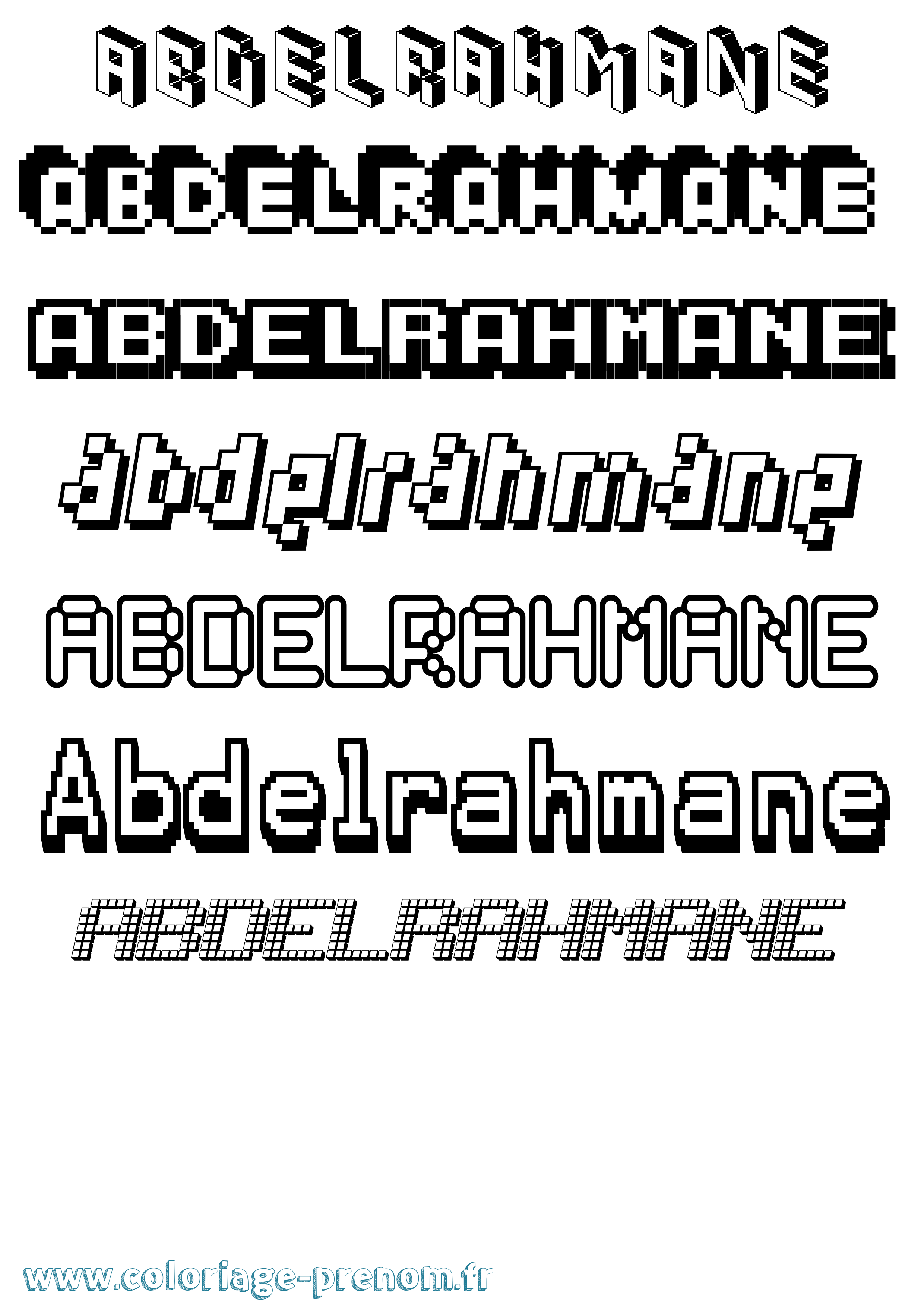 Coloriage prénom Abdelrahmane Pixel