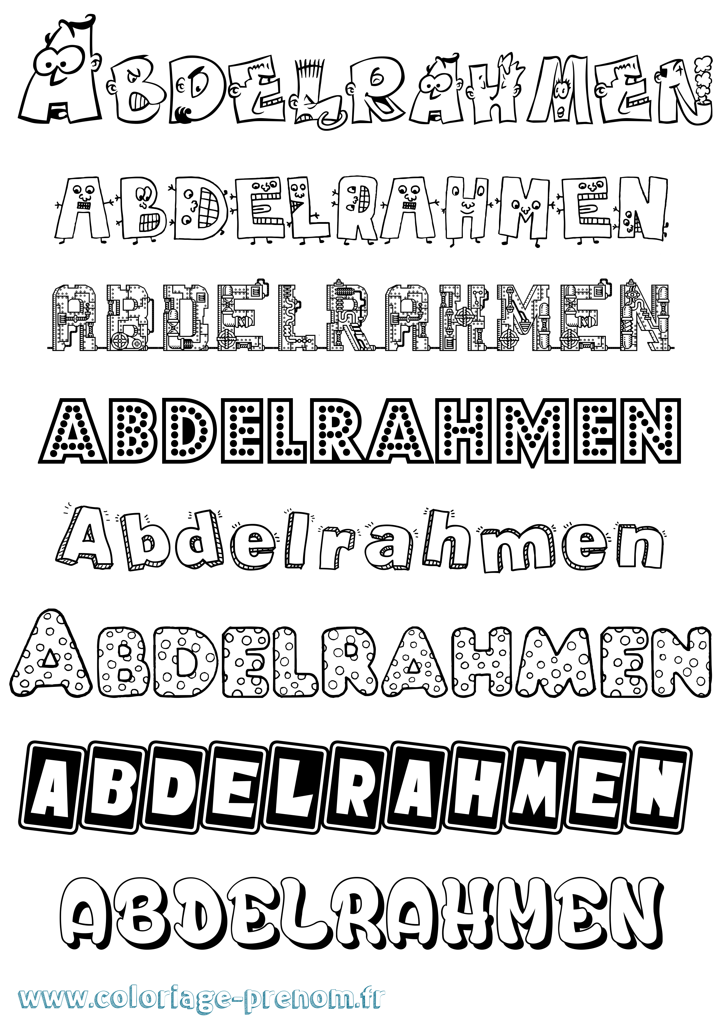 Coloriage prénom Abdelrahmen Fun