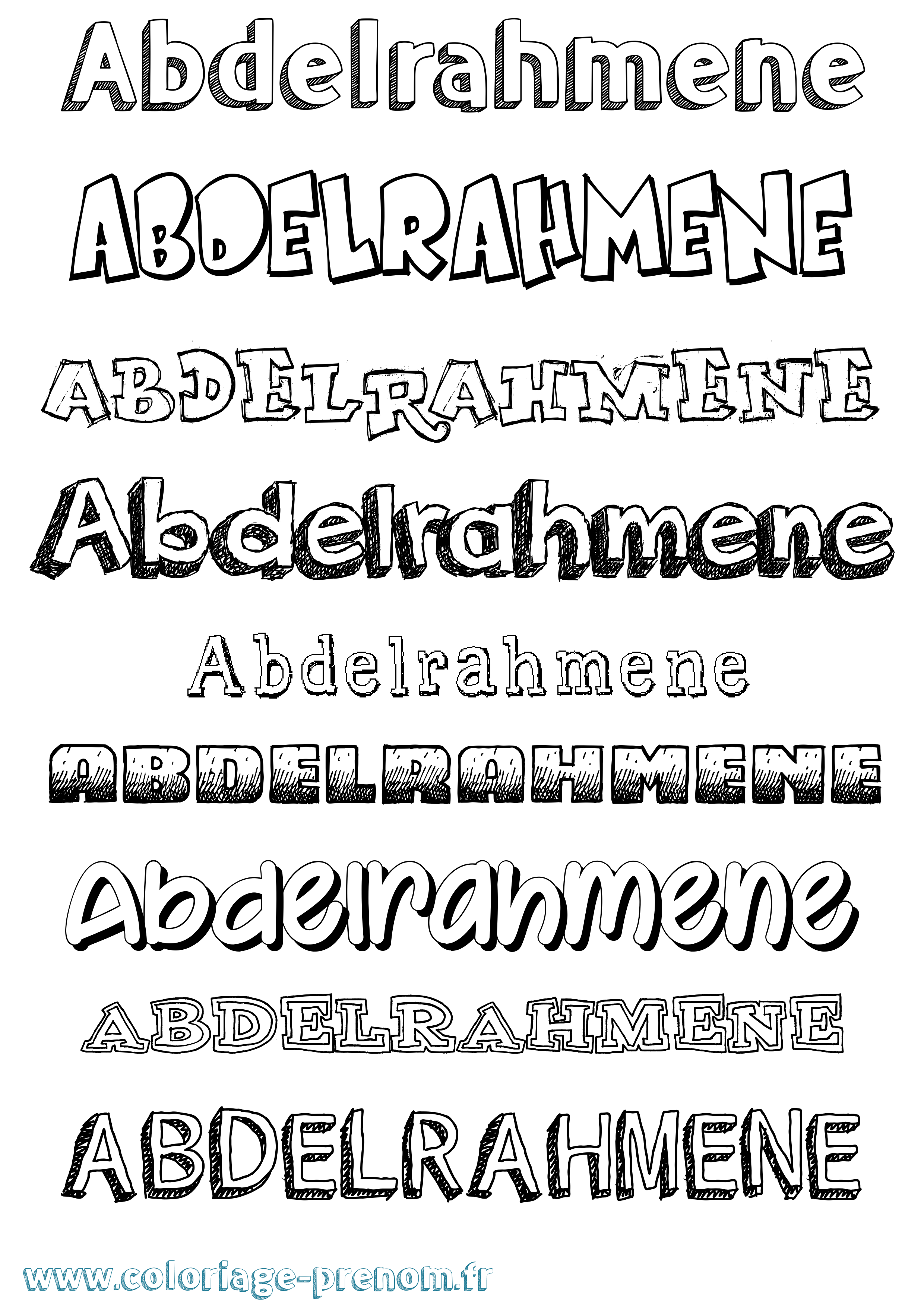 Coloriage prénom Abdelrahmene Dessiné