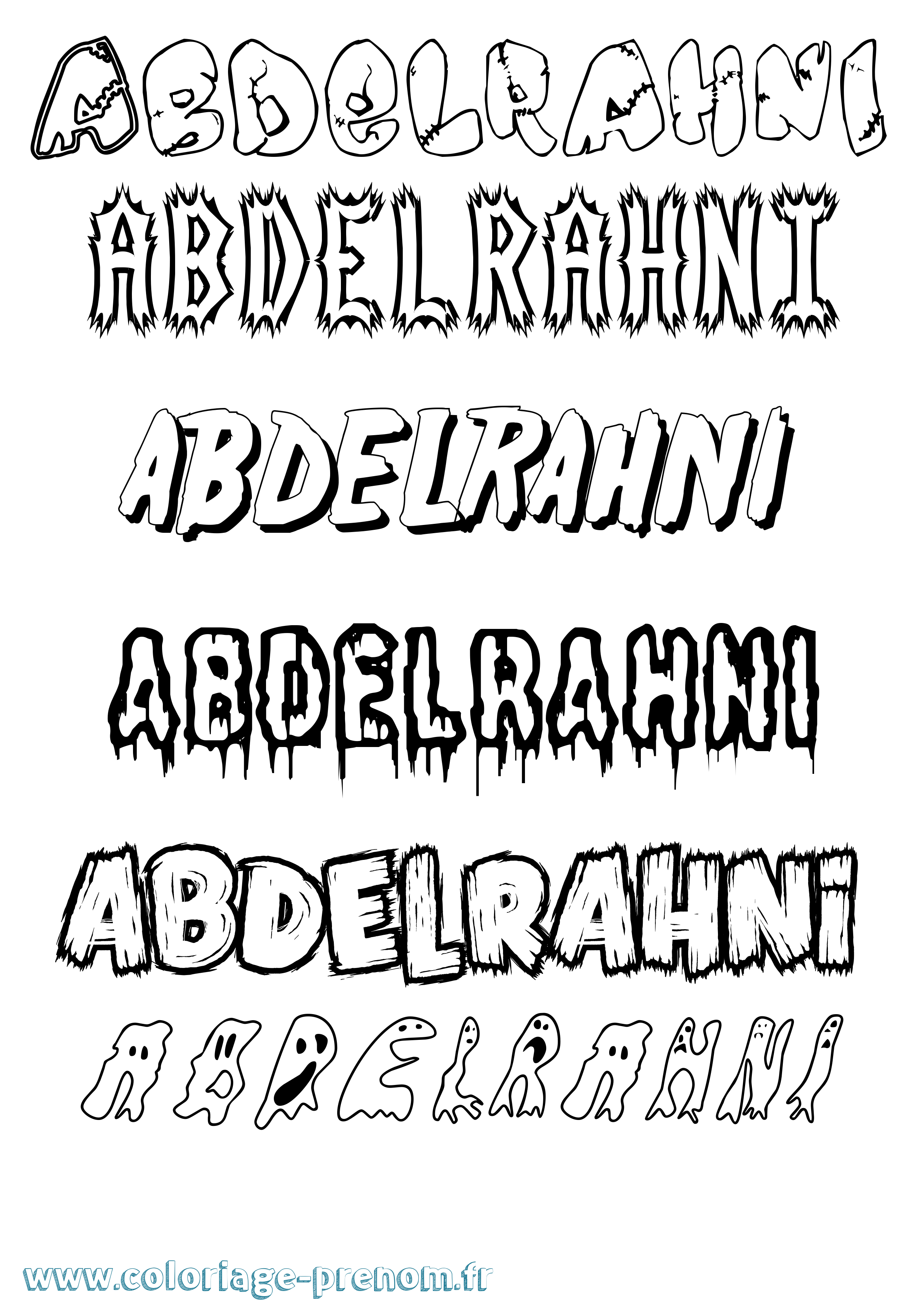 Coloriage prénom Abdelrahni Frisson