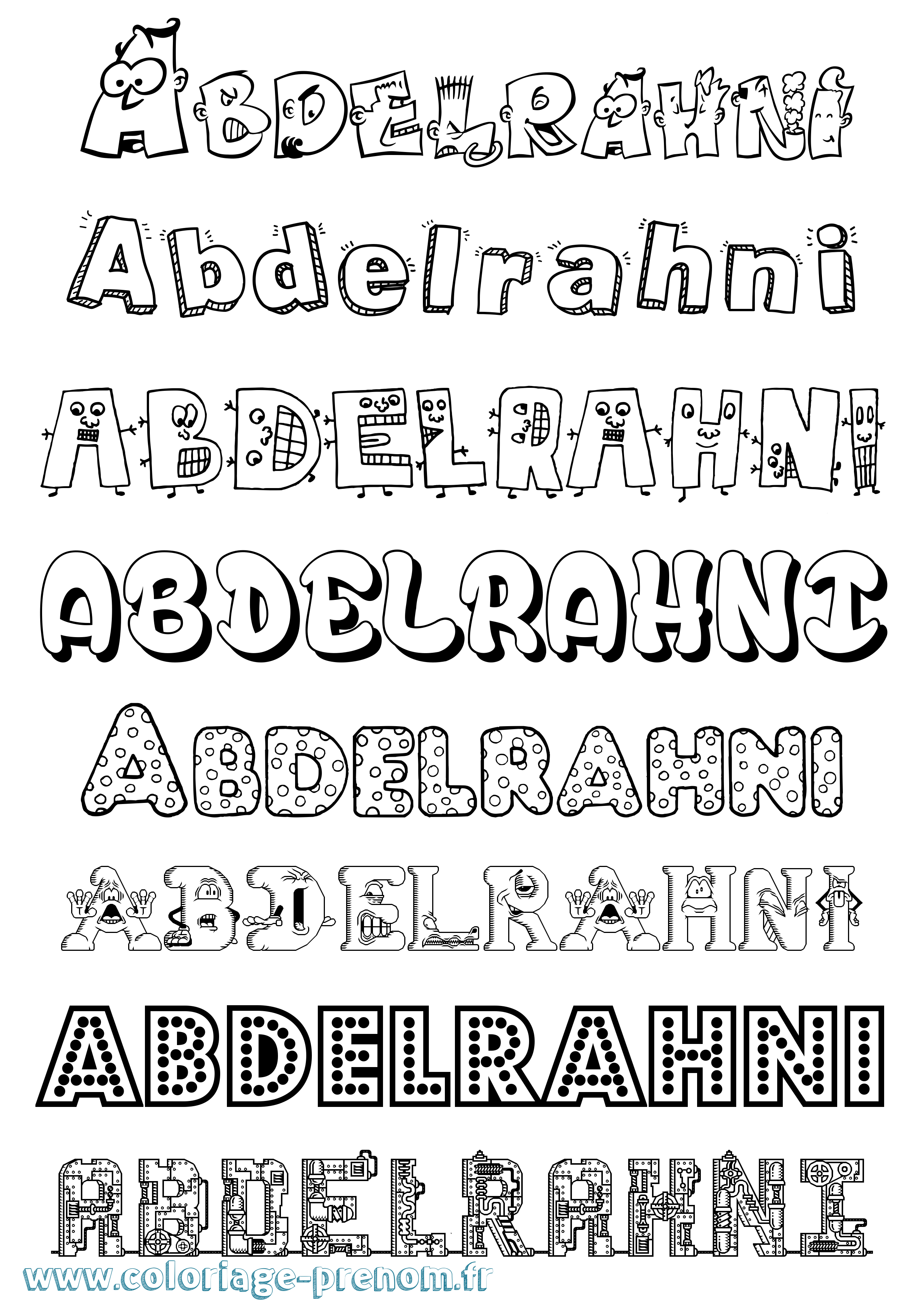 Coloriage prénom Abdelrahni Fun