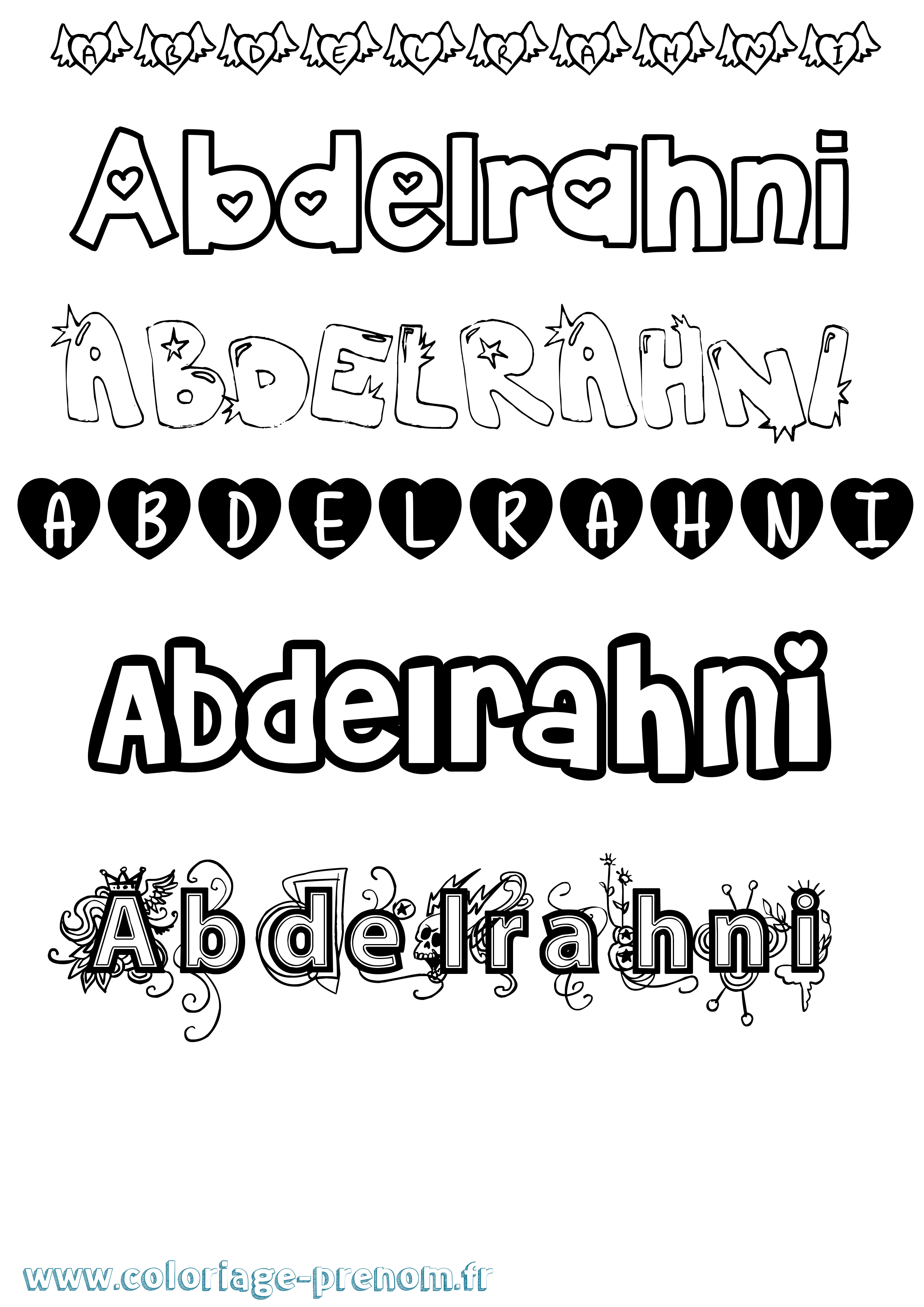 Coloriage prénom Abdelrahni Girly