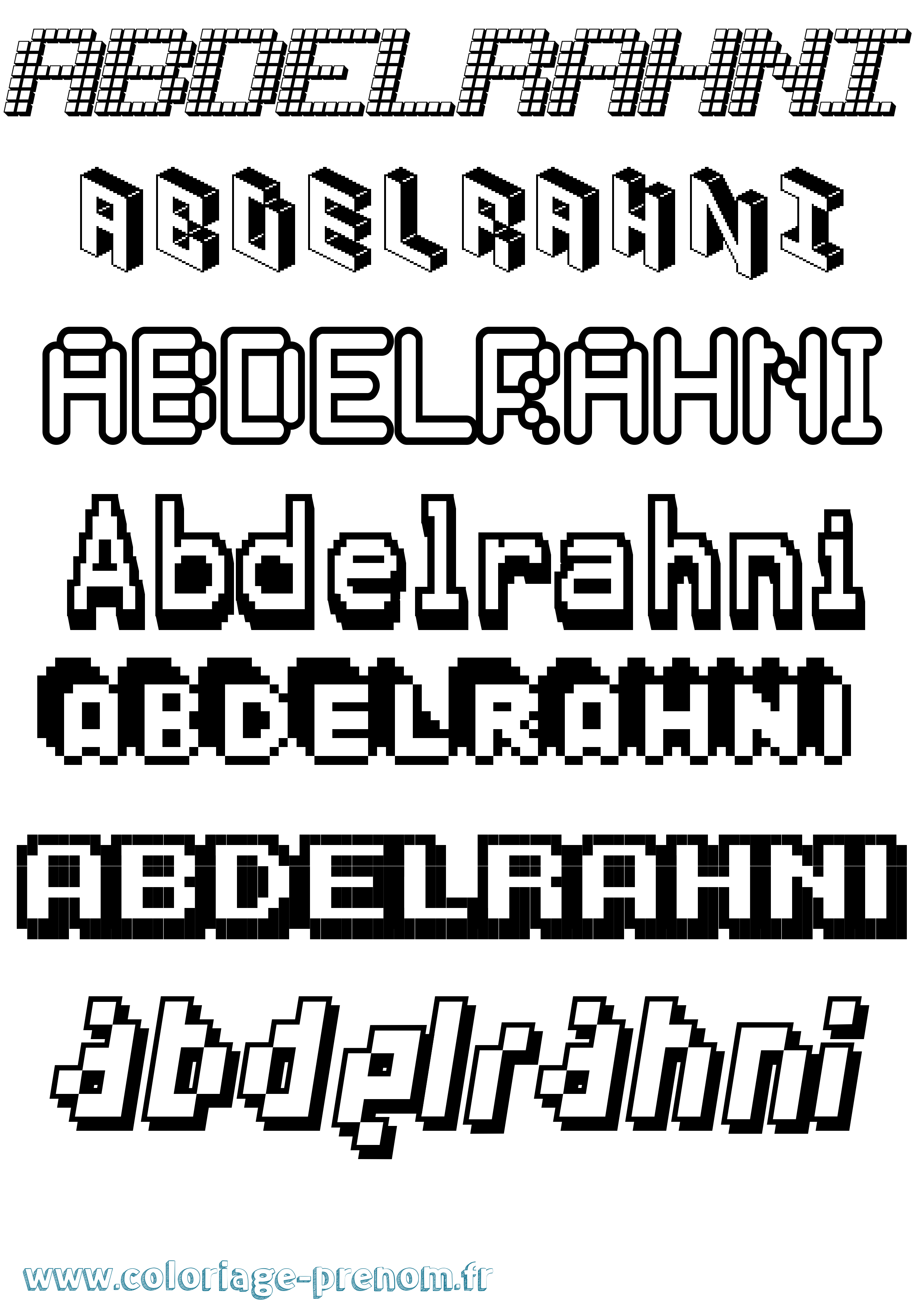 Coloriage prénom Abdelrahni Pixel