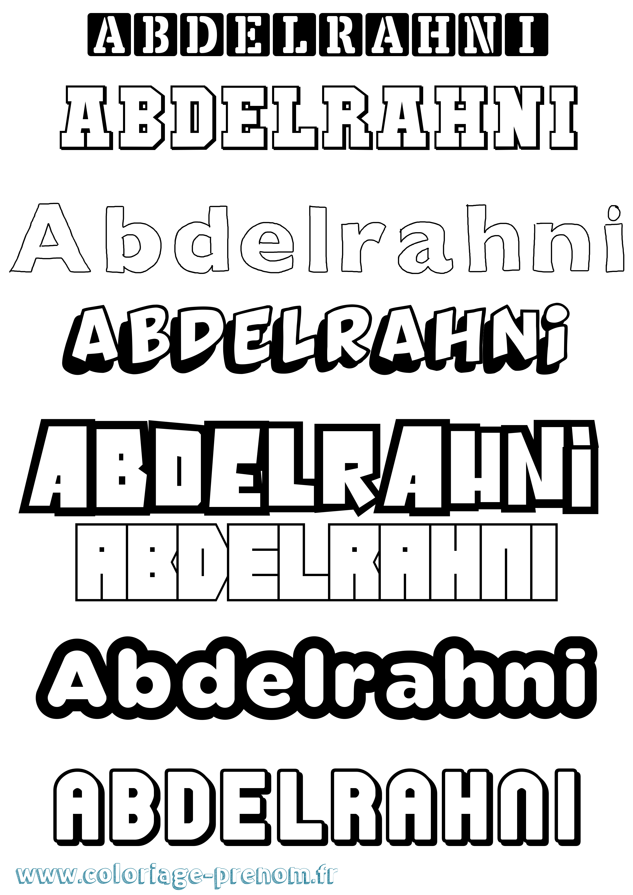 Coloriage prénom Abdelrahni Simple