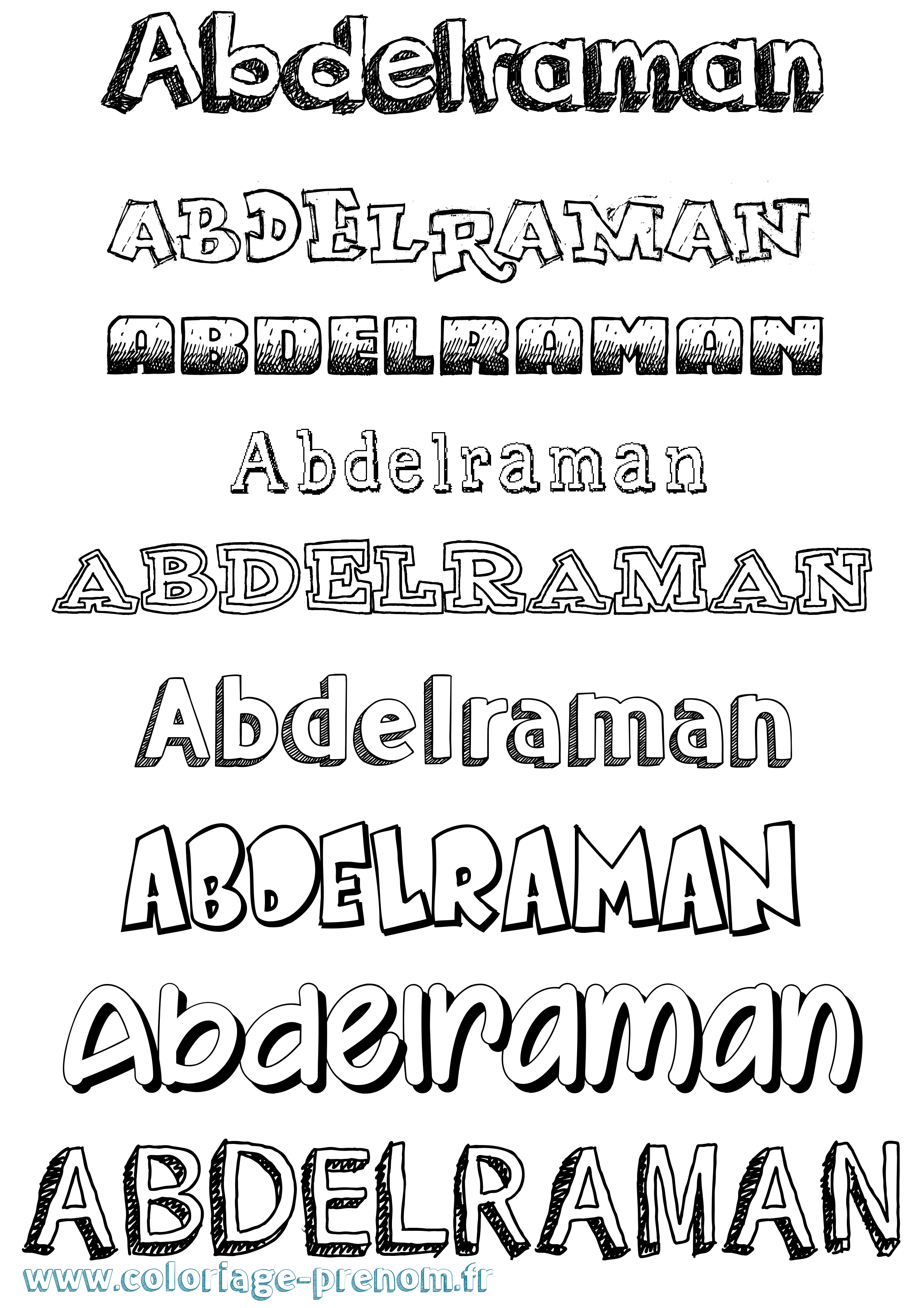 Coloriage prénom Abdelraman Dessiné